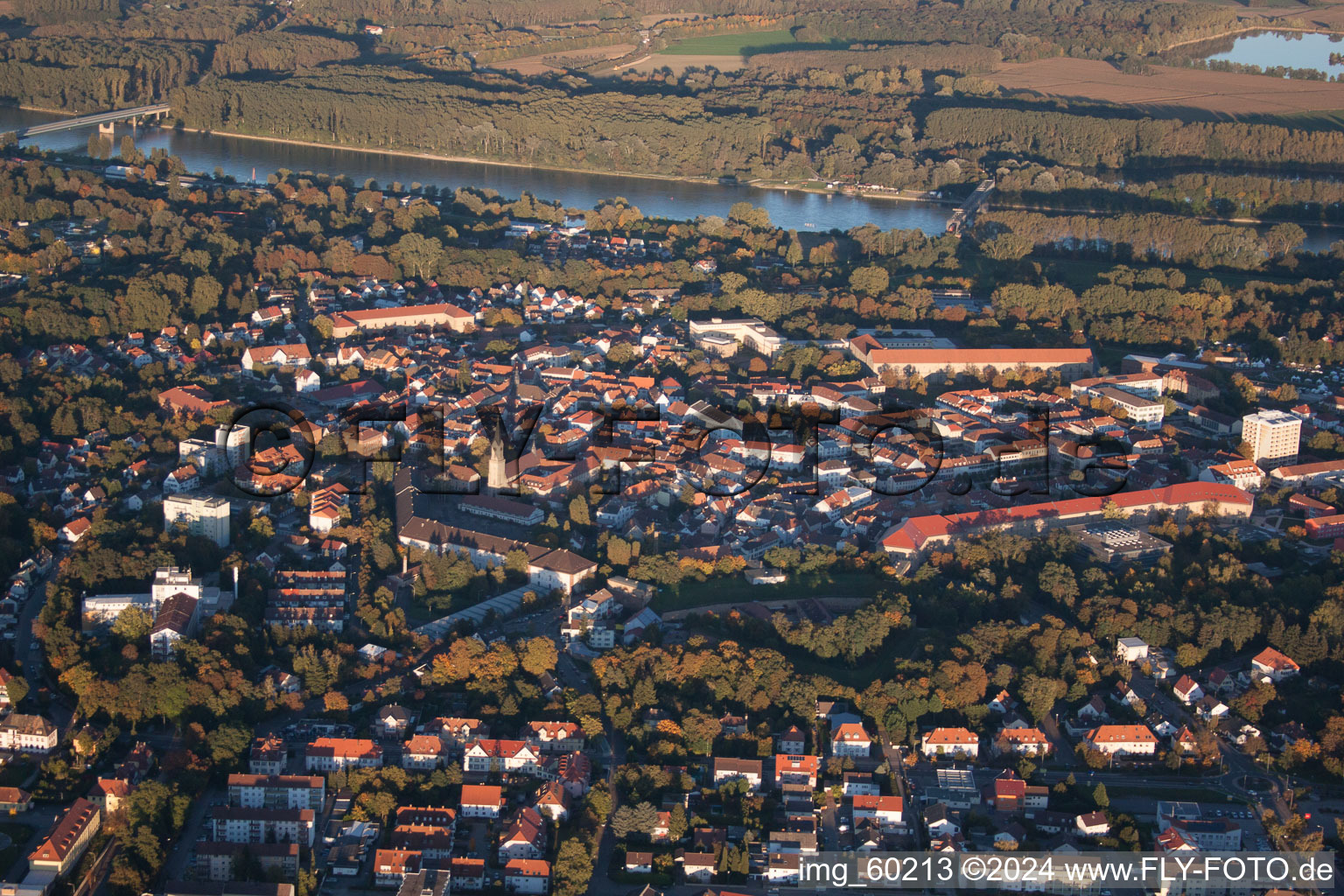 Germersheim in the state Rhineland-Palatinate, Germany from a drone