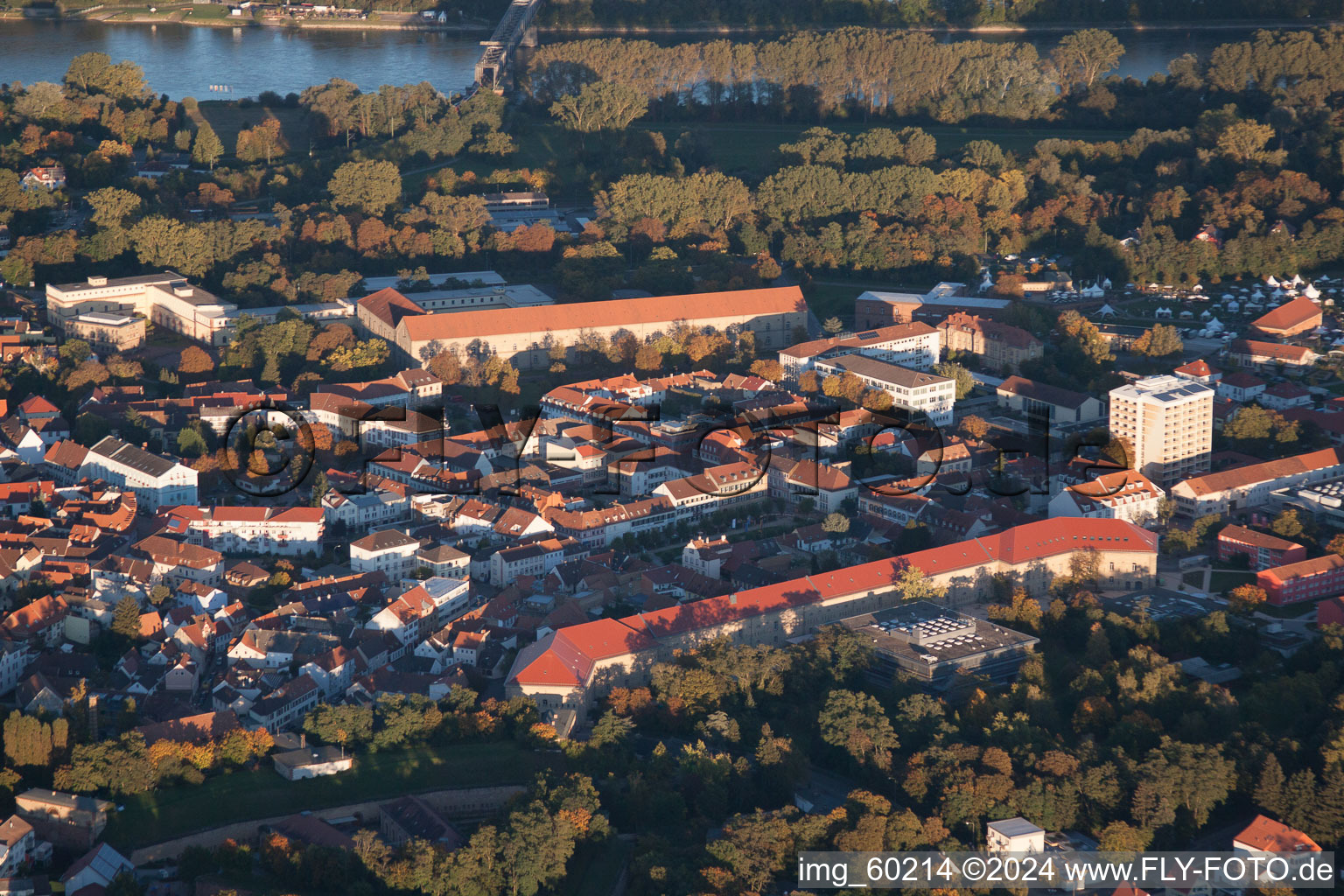 Germersheim in the state Rhineland-Palatinate, Germany seen from a drone