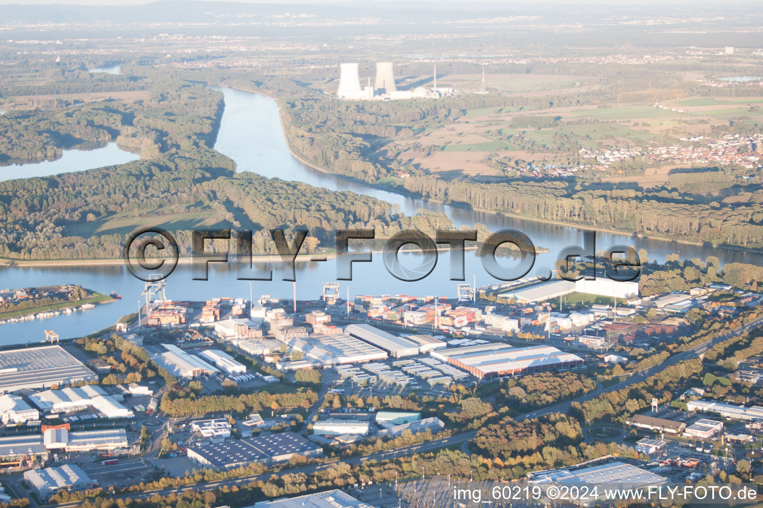 Oblique view of Germersheim in the state Rhineland-Palatinate, Germany