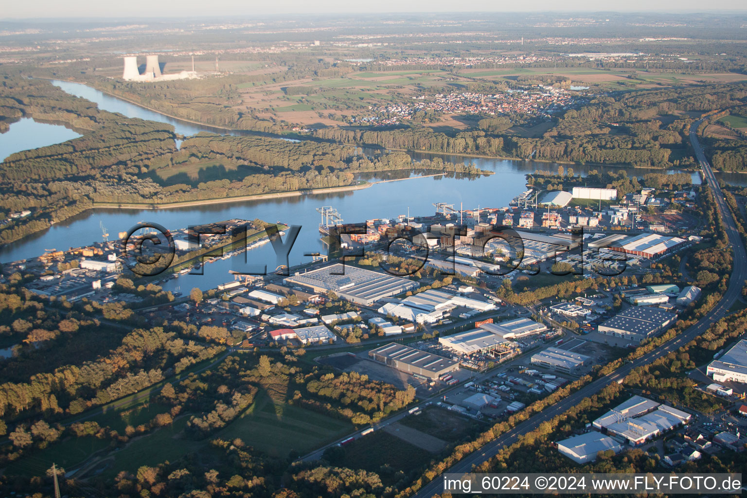 Bird's eye view of Germersheim in the state Rhineland-Palatinate, Germany