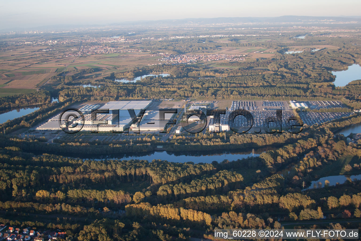 Bird's eye view of Germersheim in the state Rhineland-Palatinate, Germany