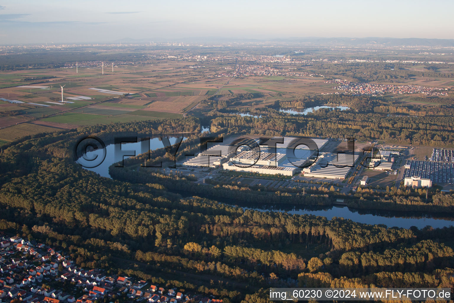 Drone recording of Germersheim in the state Rhineland-Palatinate, Germany