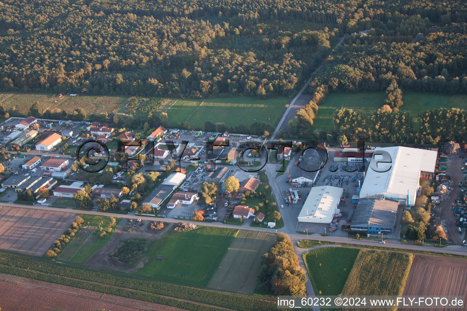 Lustadt in the state Rhineland-Palatinate, Germany from the drone perspective