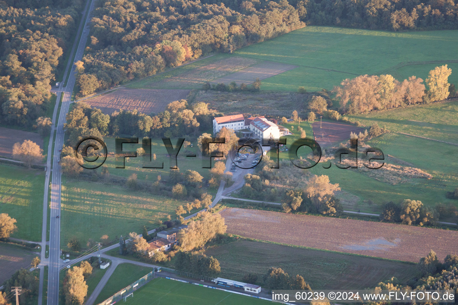 Zeiskam in the state Rhineland-Palatinate, Germany viewn from the air