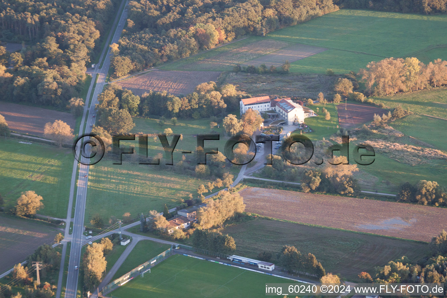 Drone image of Zeiskam in the state Rhineland-Palatinate, Germany