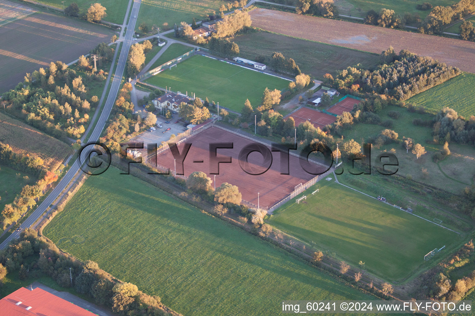 Drone image of Zeiskam in the state Rhineland-Palatinate, Germany