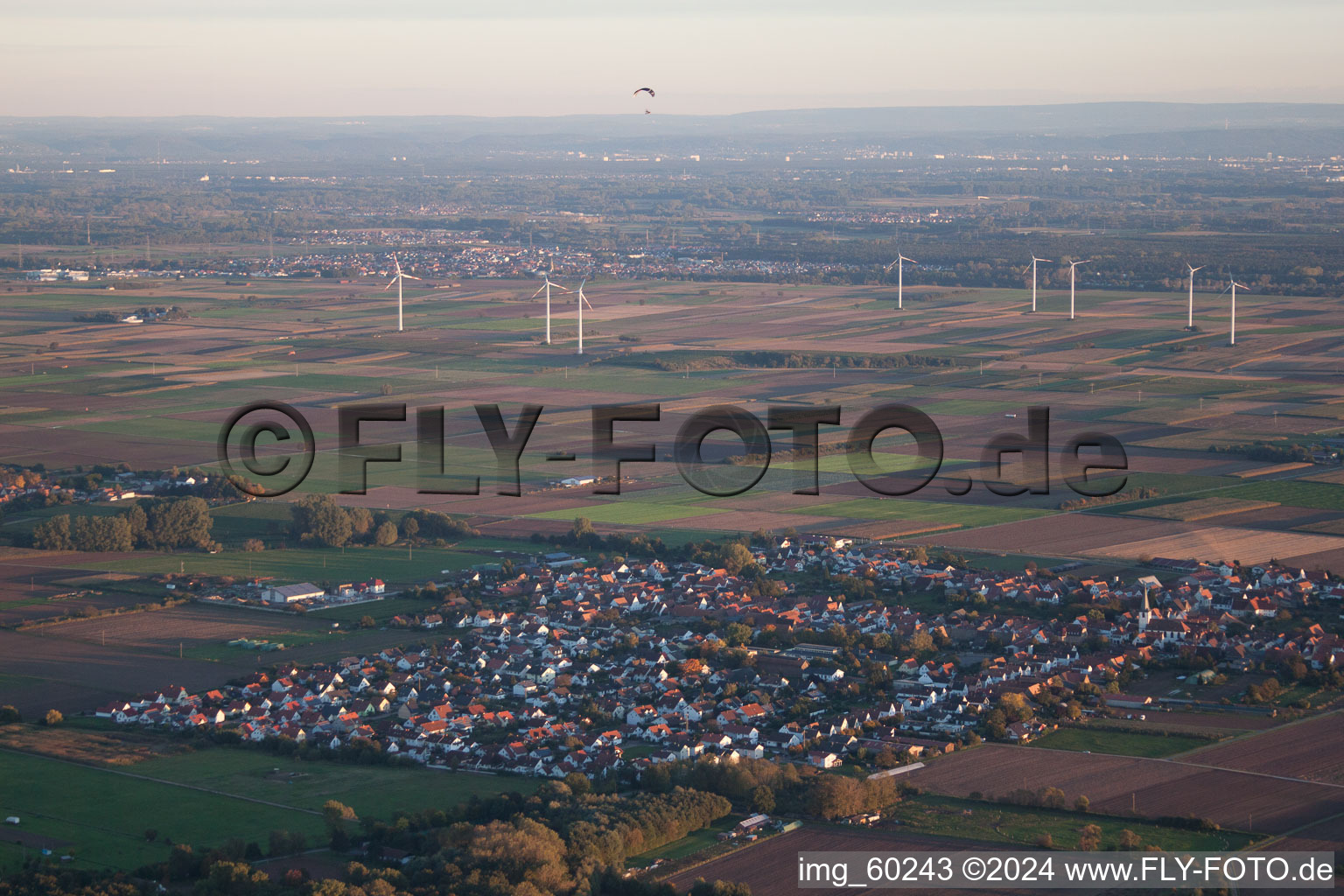 Drone image of District Offenbach in Offenbach an der Queich in the state Rhineland-Palatinate, Germany