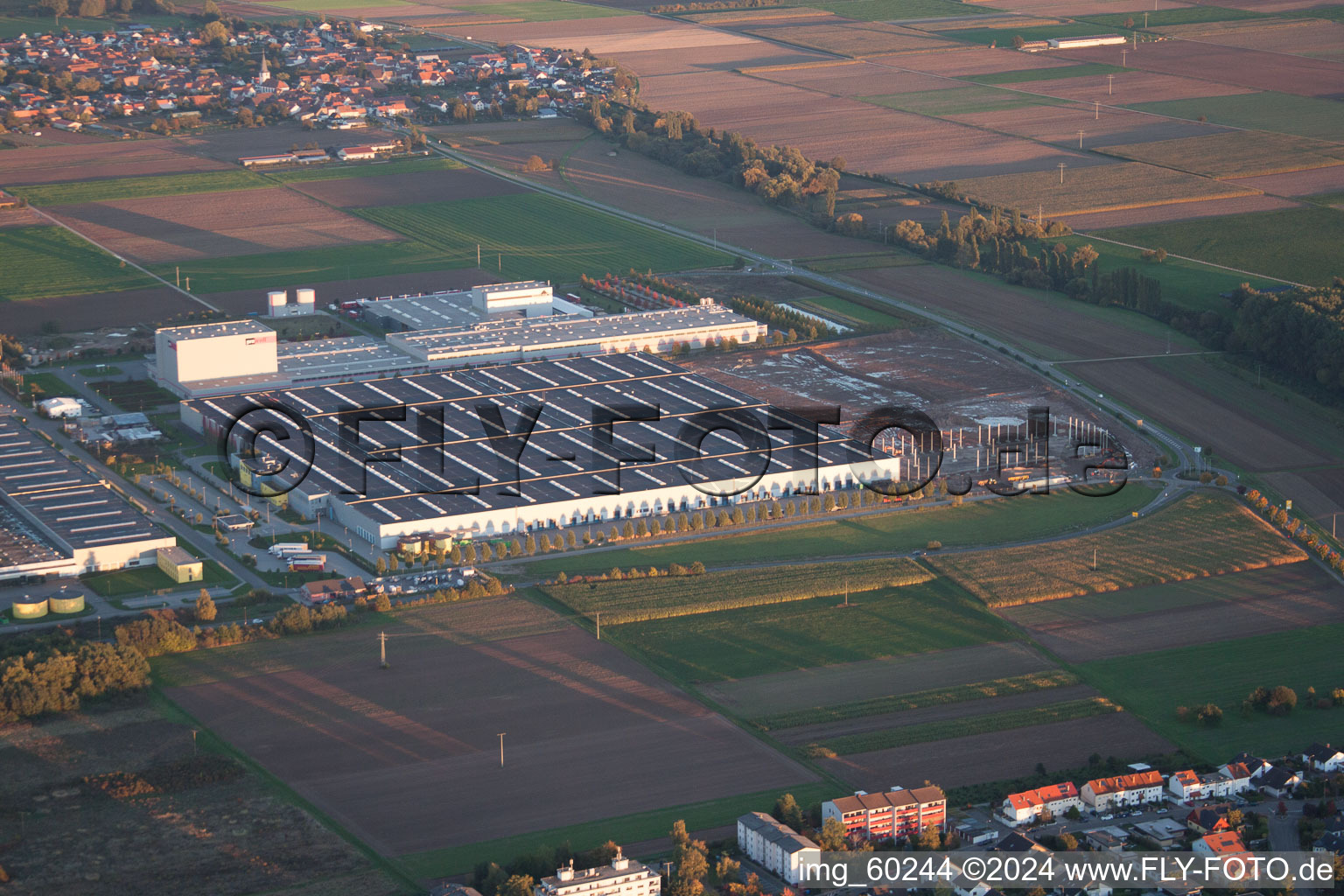Industrial area in Offenbach an der Queich in the state Rhineland-Palatinate, Germany viewn from the air