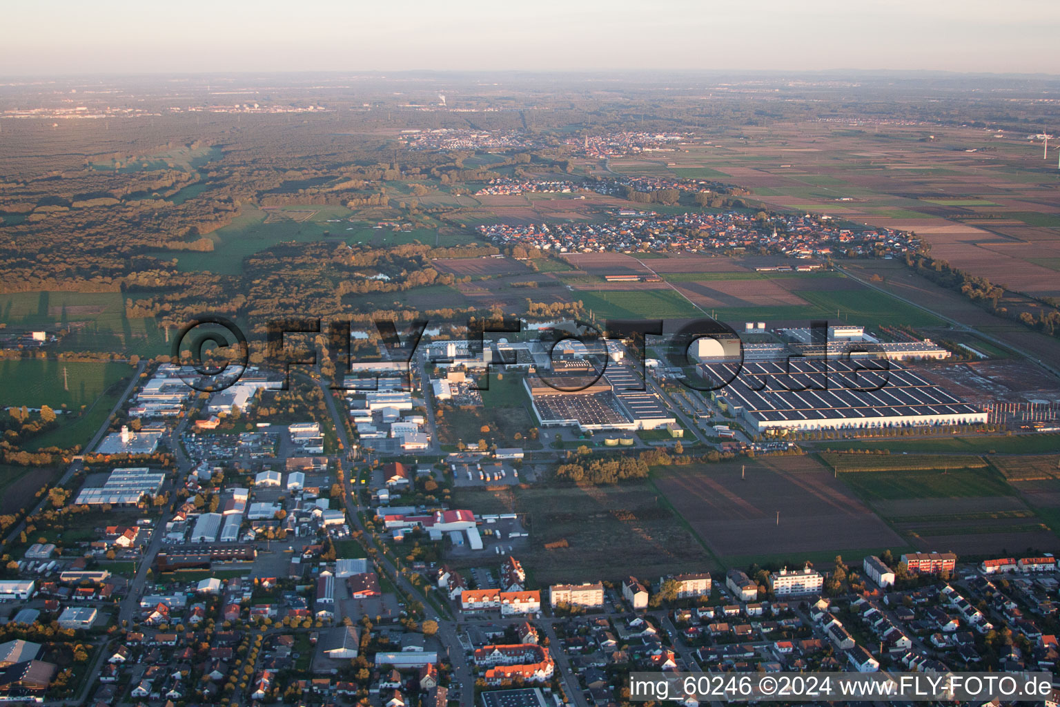 District Offenbach in Offenbach an der Queich in the state Rhineland-Palatinate, Germany seen from a drone