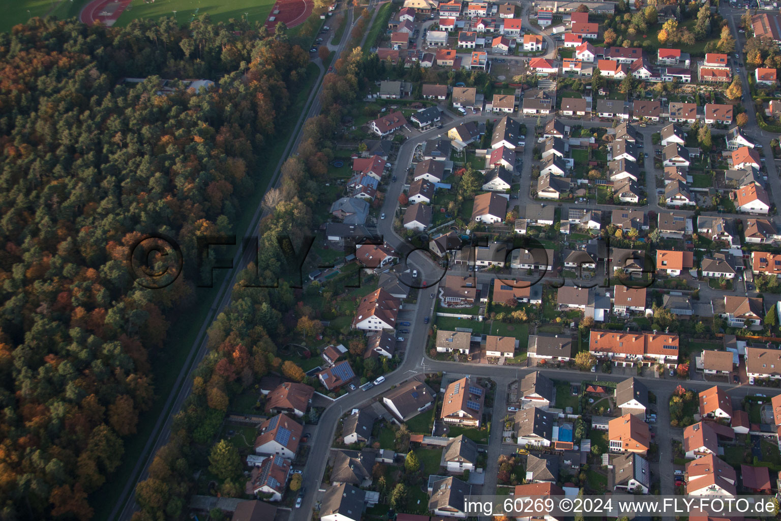 Drone image of Rülzheim in the state Rhineland-Palatinate, Germany