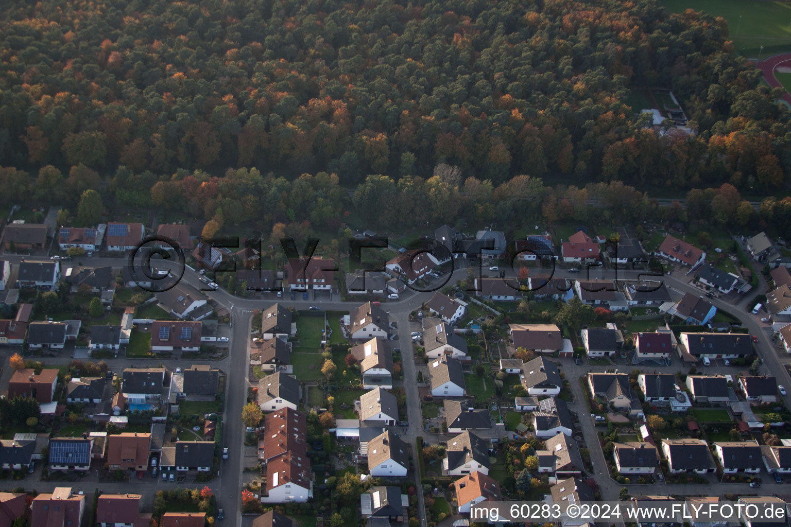 Bird's eye view of Rülzheim in the state Rhineland-Palatinate, Germany