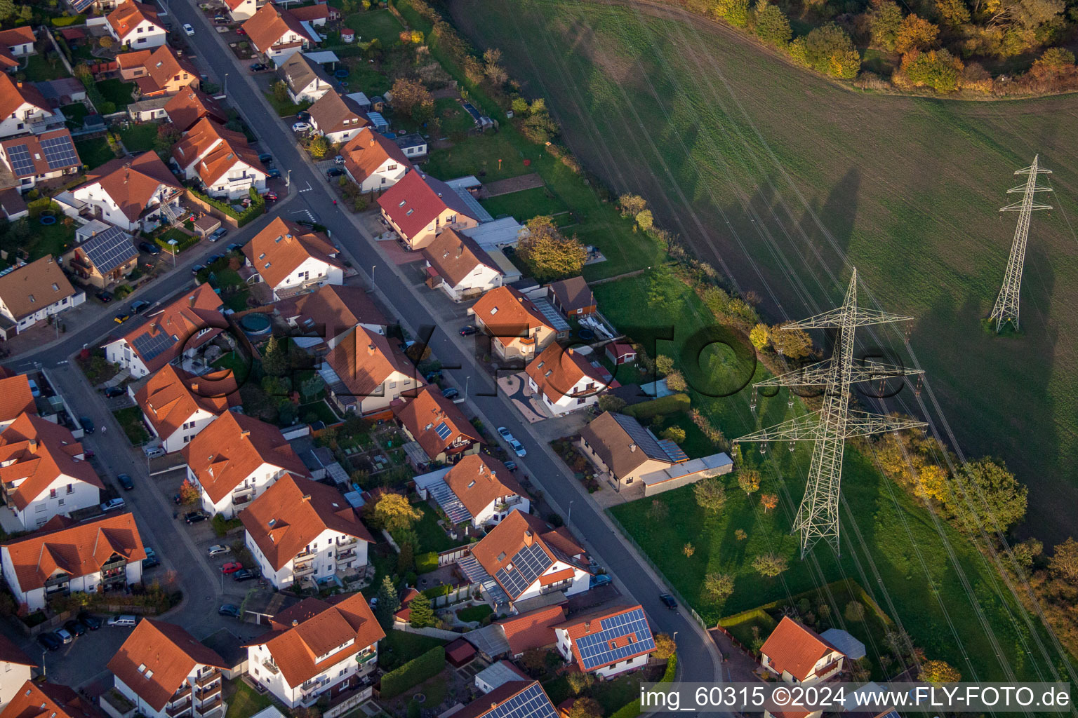 Bird's eye view of Rülzheim in the state Rhineland-Palatinate, Germany