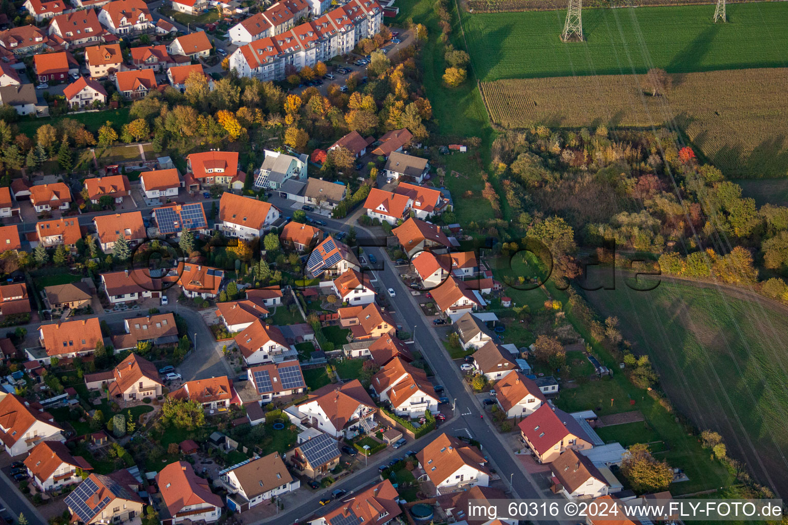 Rülzheim in the state Rhineland-Palatinate, Germany viewn from the air