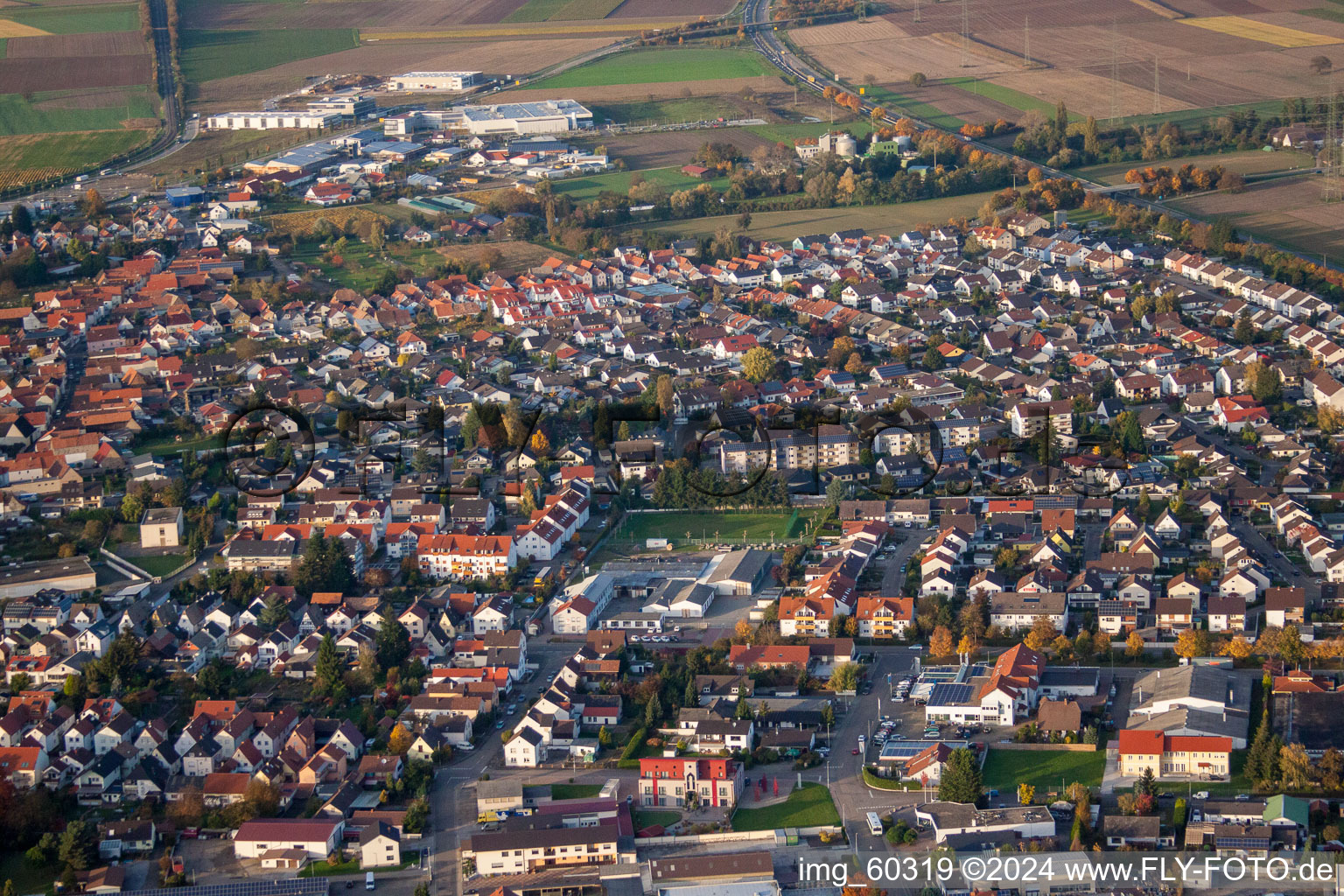 Rülzheim in the state Rhineland-Palatinate, Germany from the drone perspective