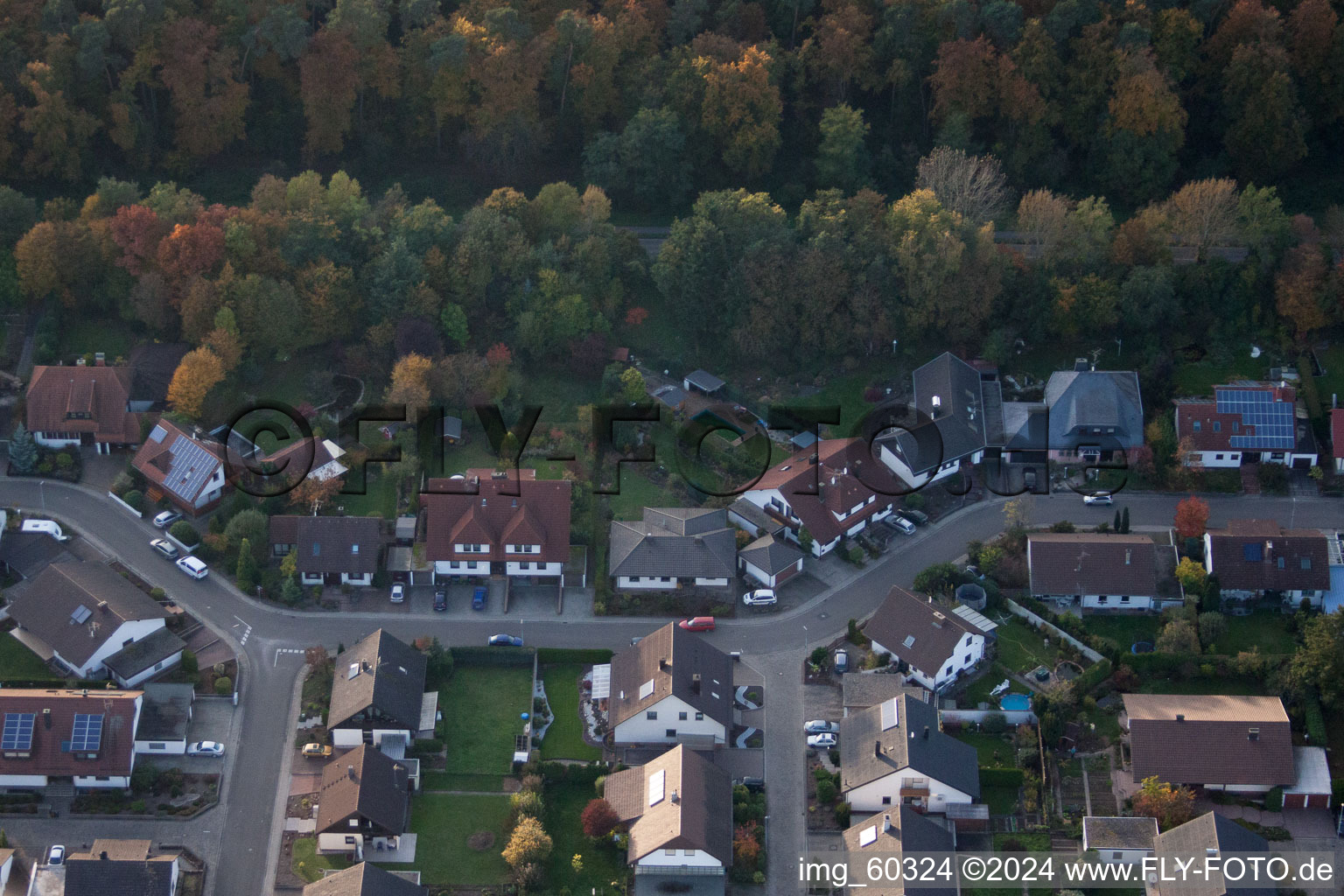 Aerial view of Rülzheim in the state Rhineland-Palatinate, Germany