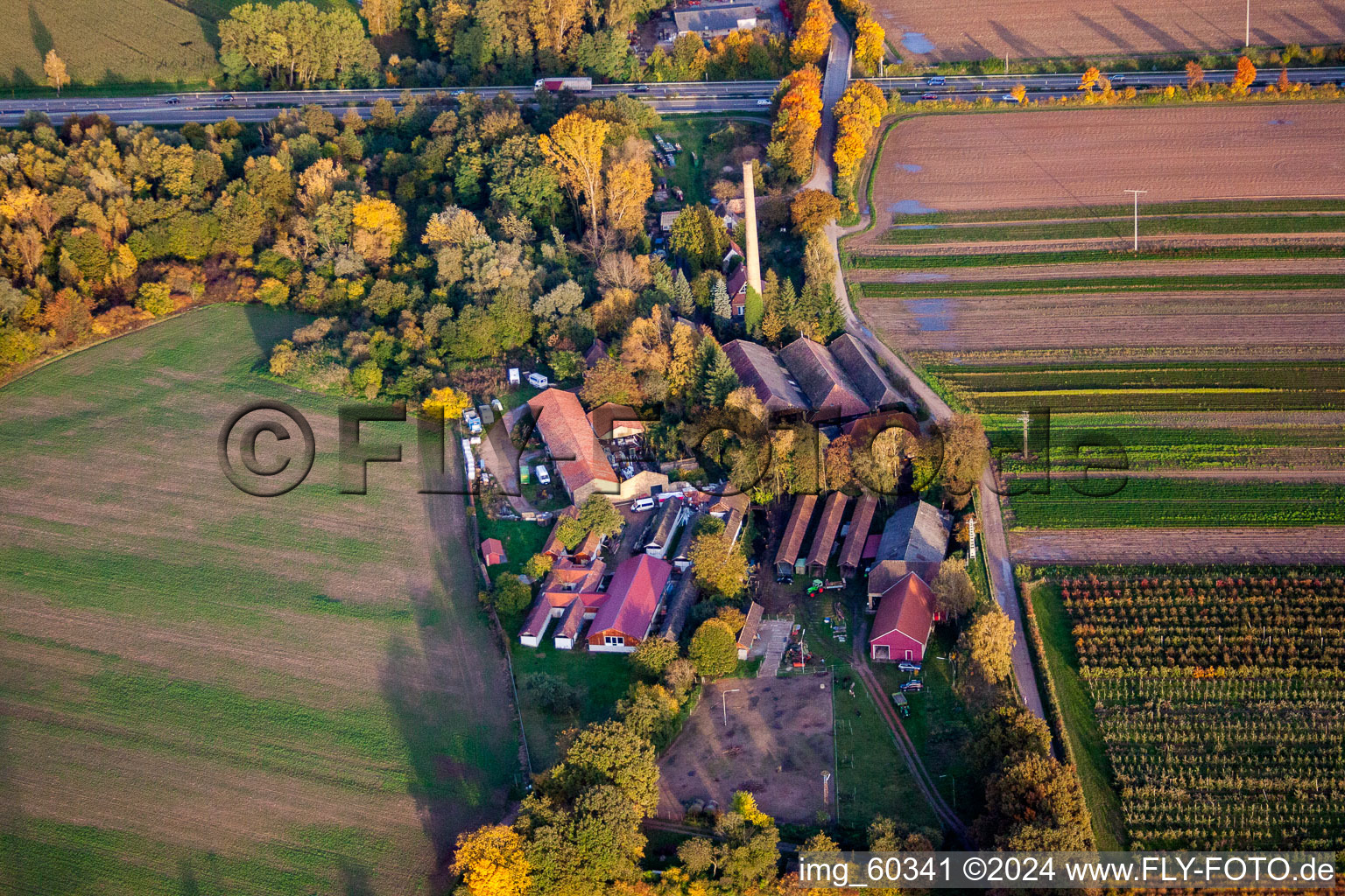 Aerial view of Hellmann carpentry, brickworks in Kuhardt in the state Rhineland-Palatinate, Germany