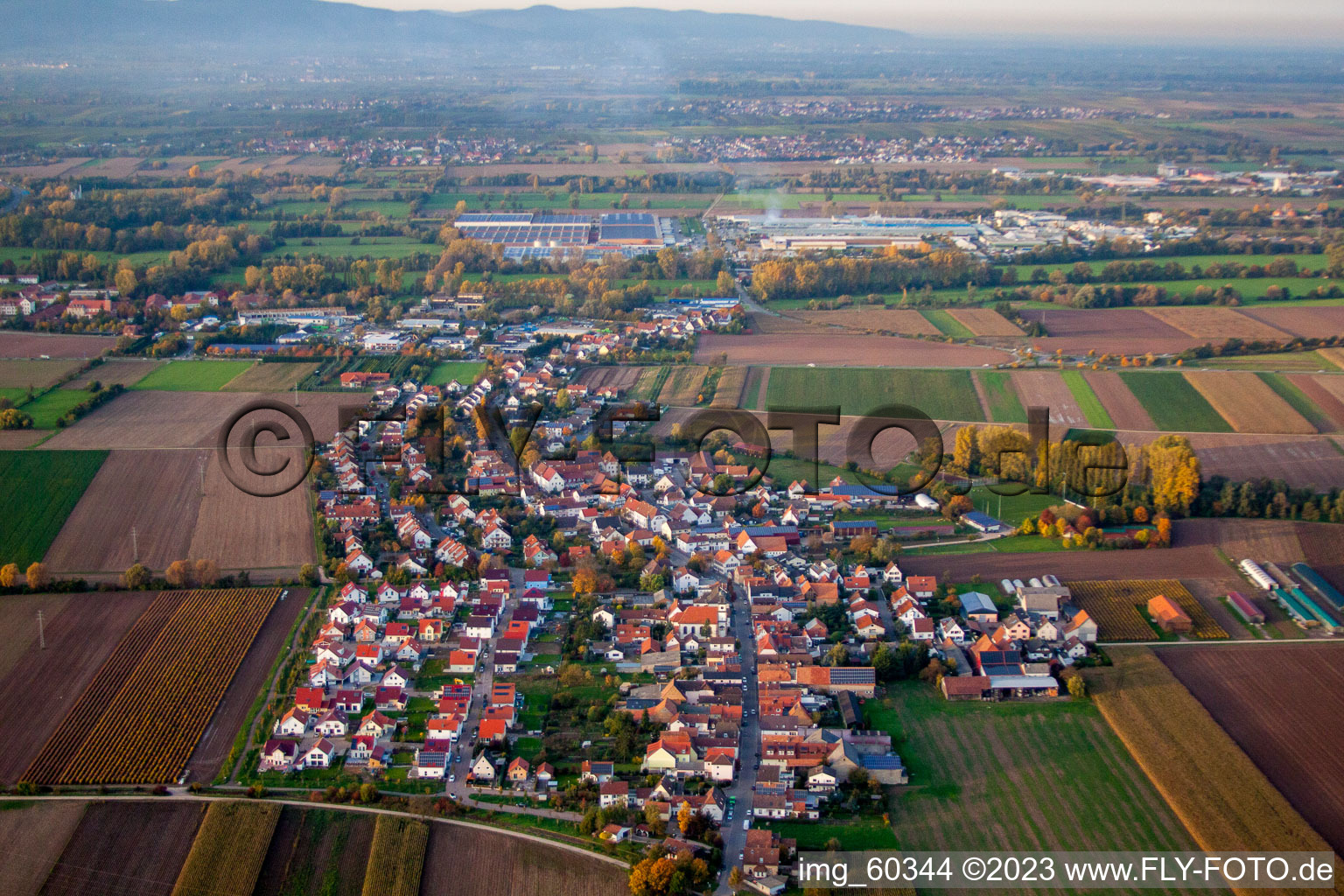 District Mörlheim in Landau in der Pfalz in the state Rhineland-Palatinate, Germany from above