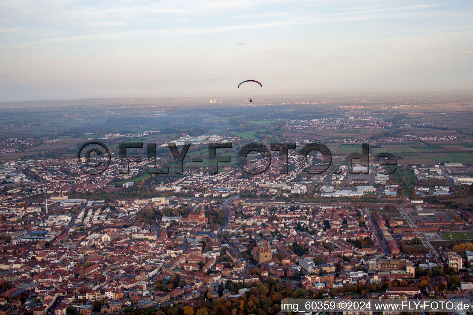 Landau in der Pfalz in the state Rhineland-Palatinate, Germany from the plane