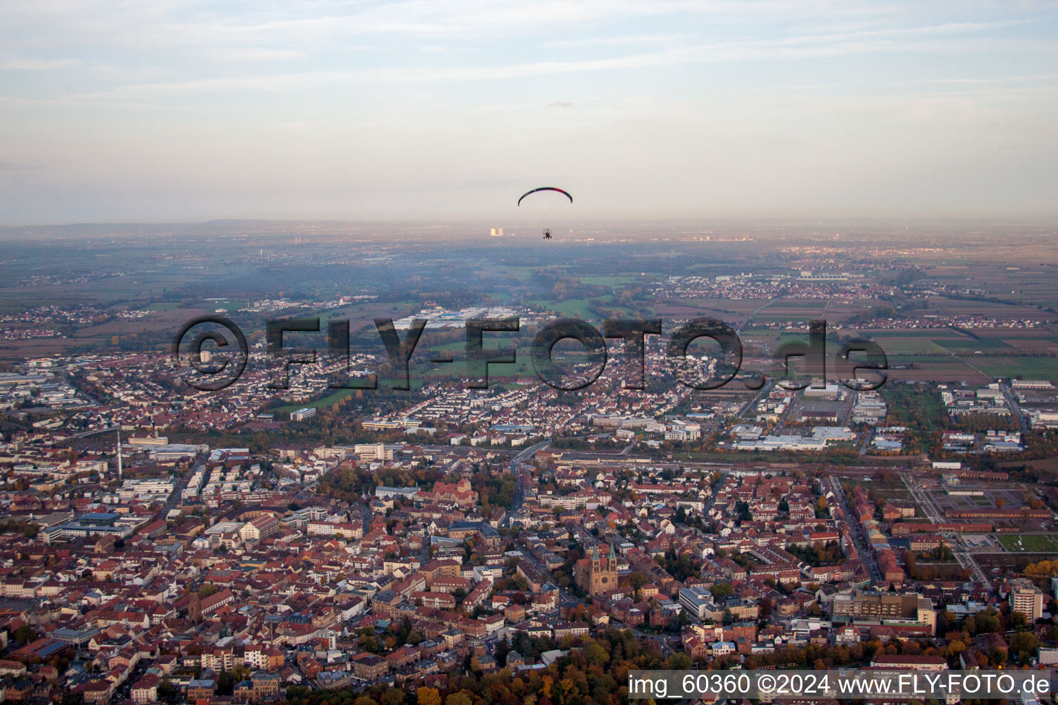 Bird's eye view of Landau in der Pfalz in the state Rhineland-Palatinate, Germany