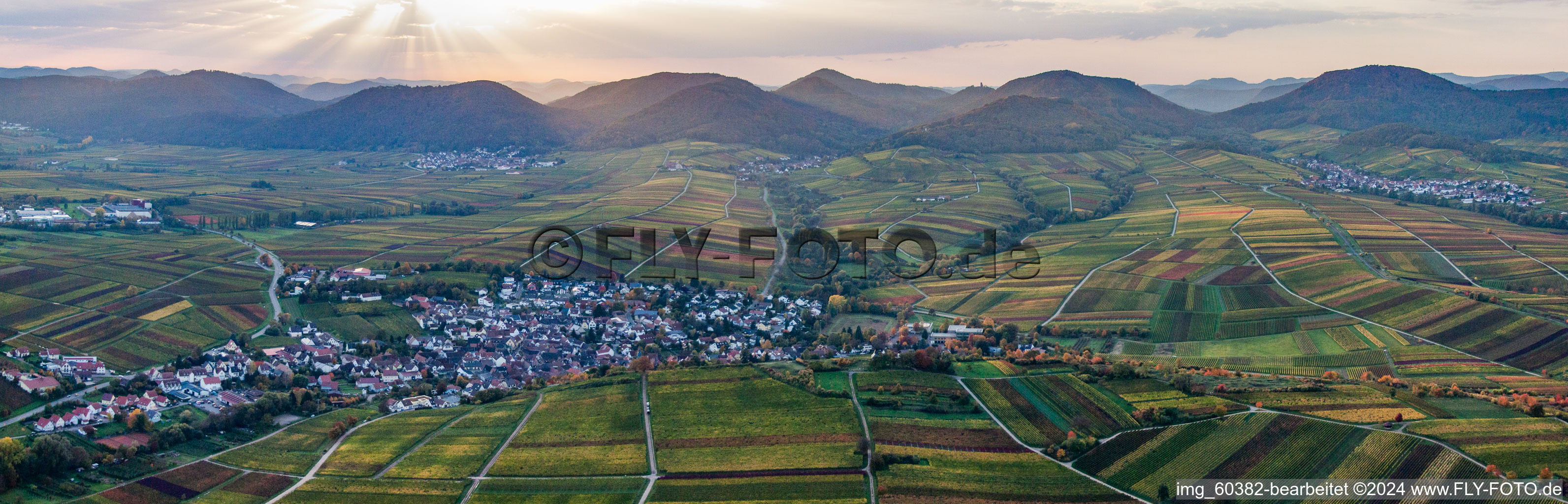 Panorama in the district Ilbesheim in Ilbesheim bei Landau in der Pfalz in the state Rhineland-Palatinate, Germany