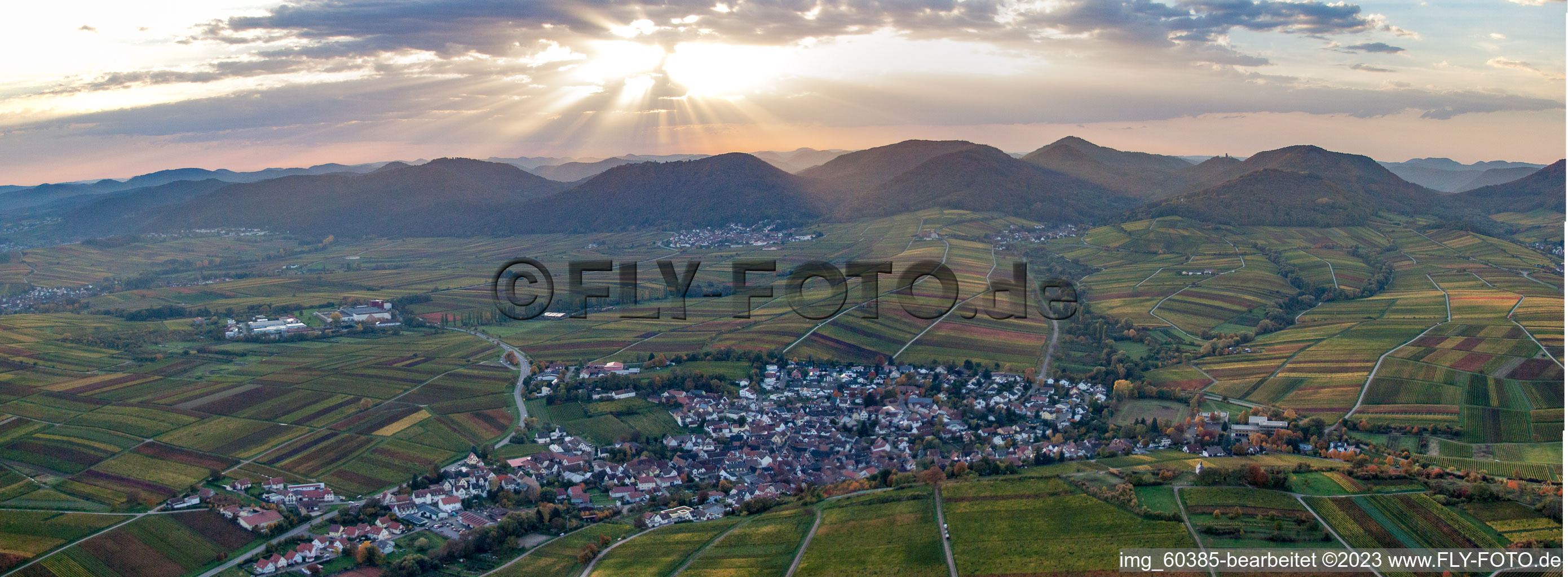 Drone image of Ranschbach in the state Rhineland-Palatinate, Germany