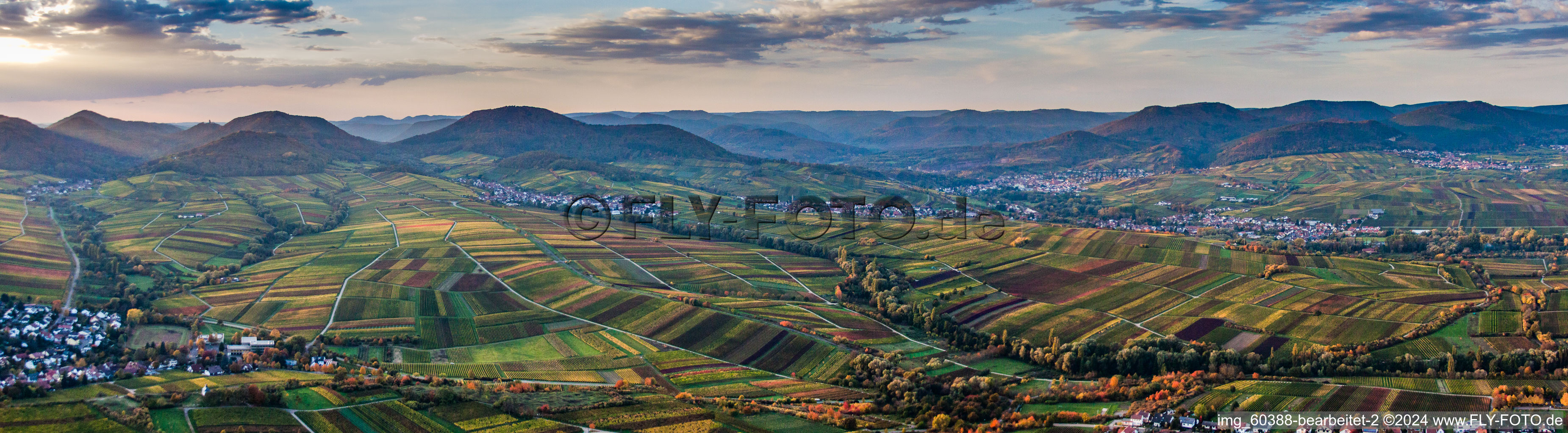 Aerial view of Panorama in Ranschbach in the state Rhineland-Palatinate, Germany