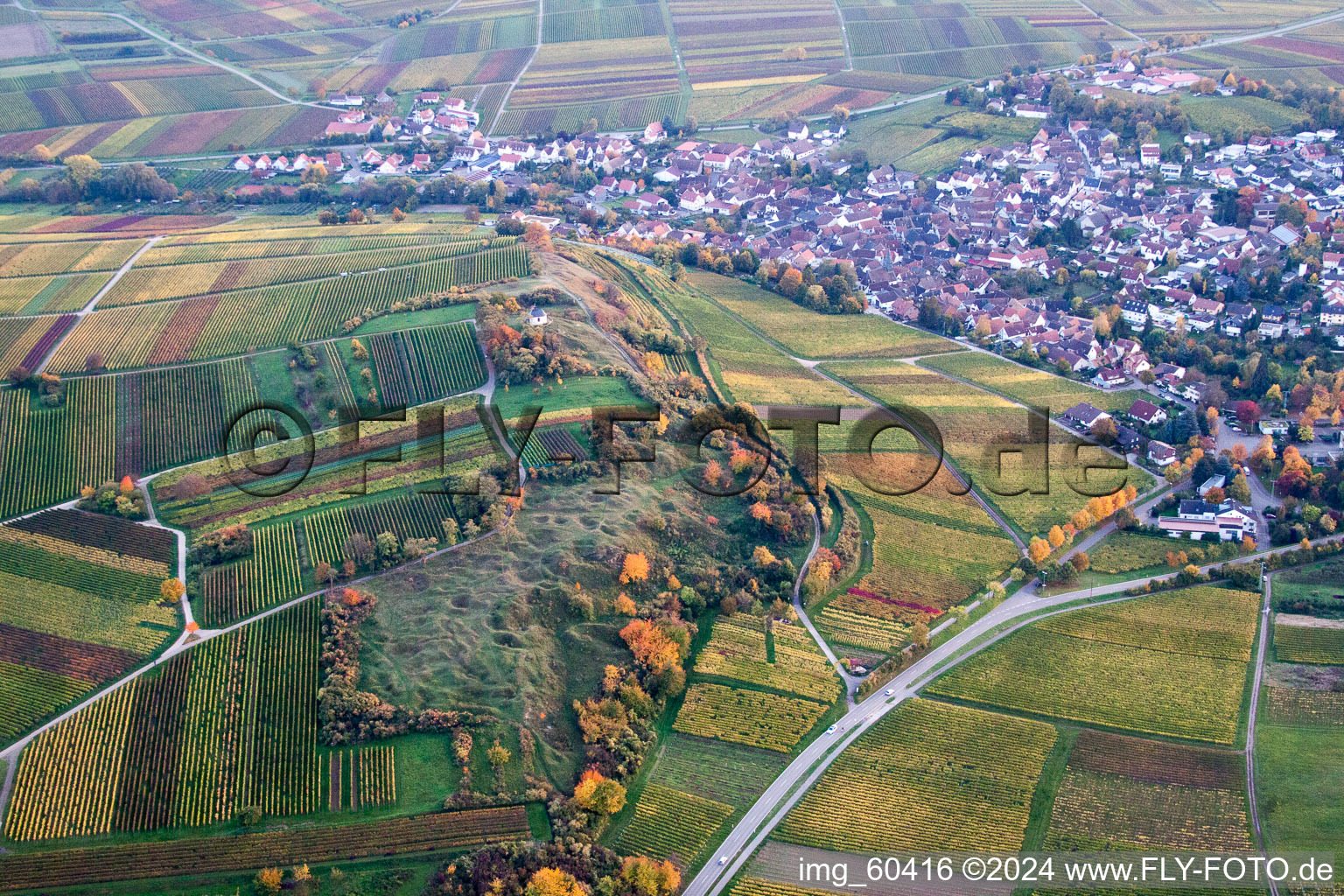 Small Kalmit in Ilbesheim bei Landau in der Pfalz in the state Rhineland-Palatinate, Germany from above