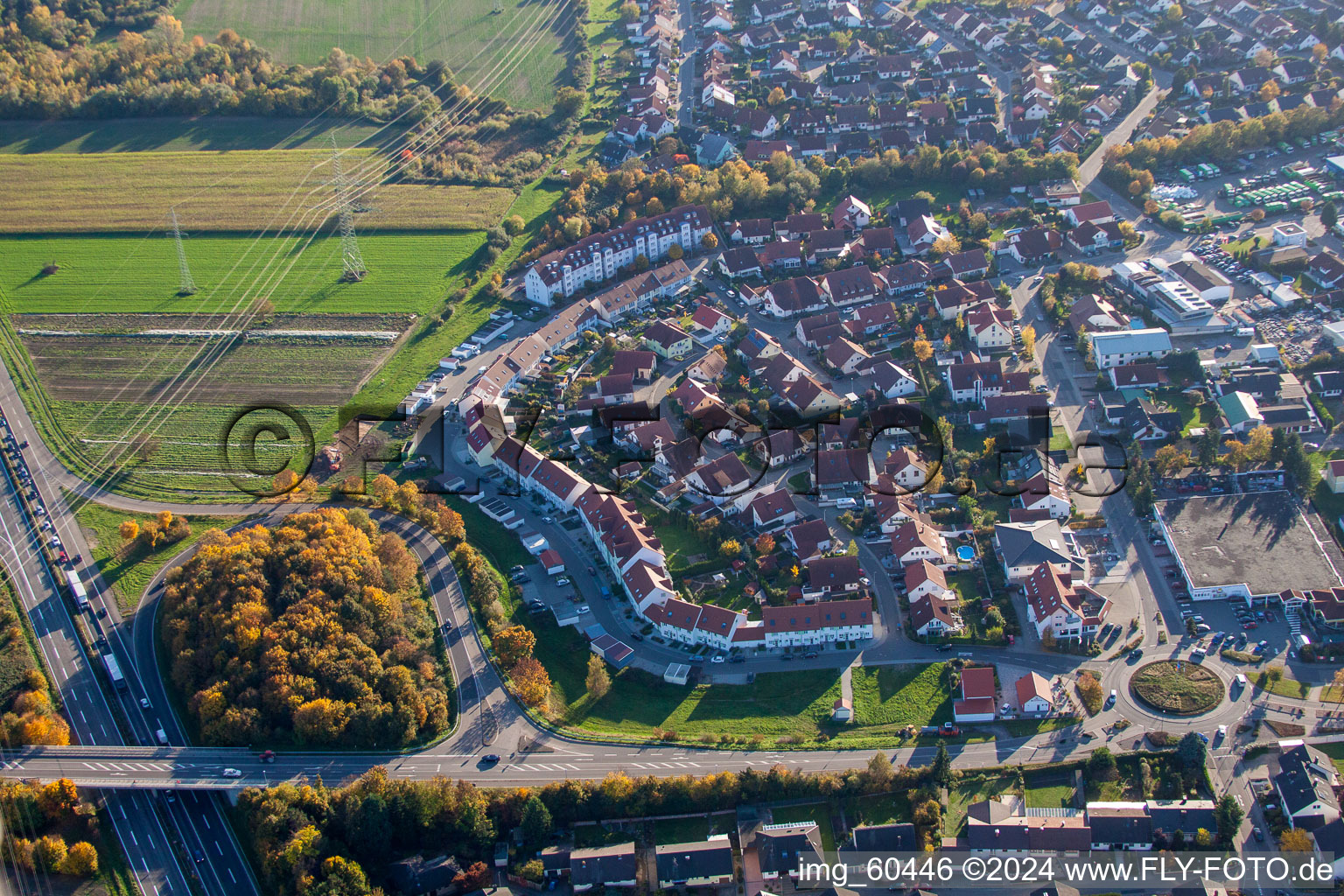 Aerial photograpy of S in Rülzheim in the state Rhineland-Palatinate, Germany