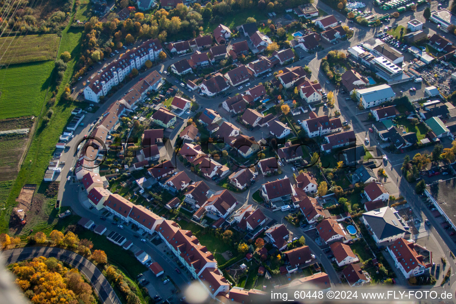 Oblique view of S in Rülzheim in the state Rhineland-Palatinate, Germany