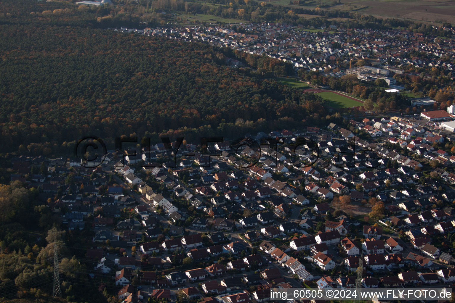 S in Rülzheim in the state Rhineland-Palatinate, Germany from the drone perspective