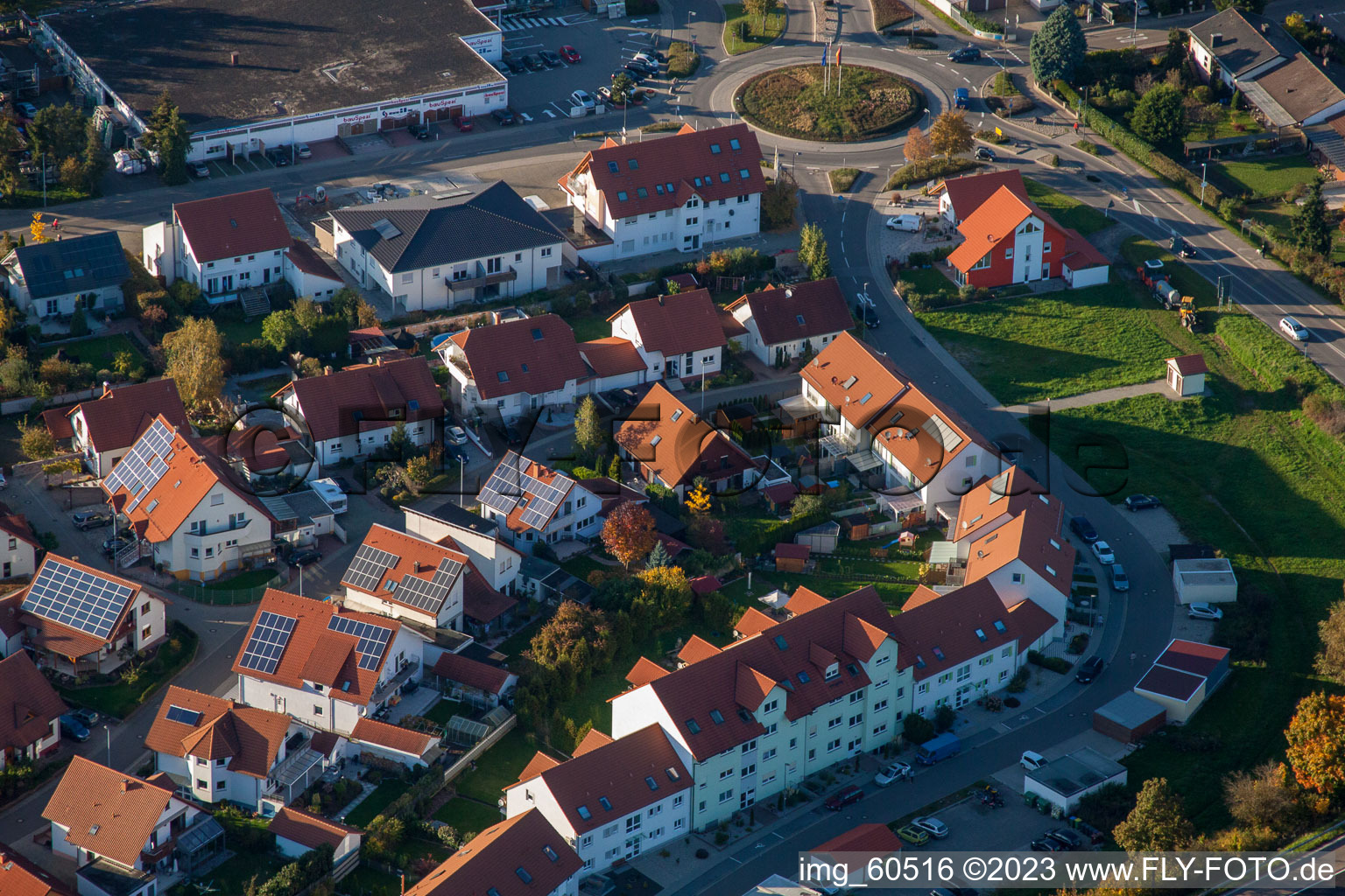 S in Rülzheim in the state Rhineland-Palatinate, Germany from above