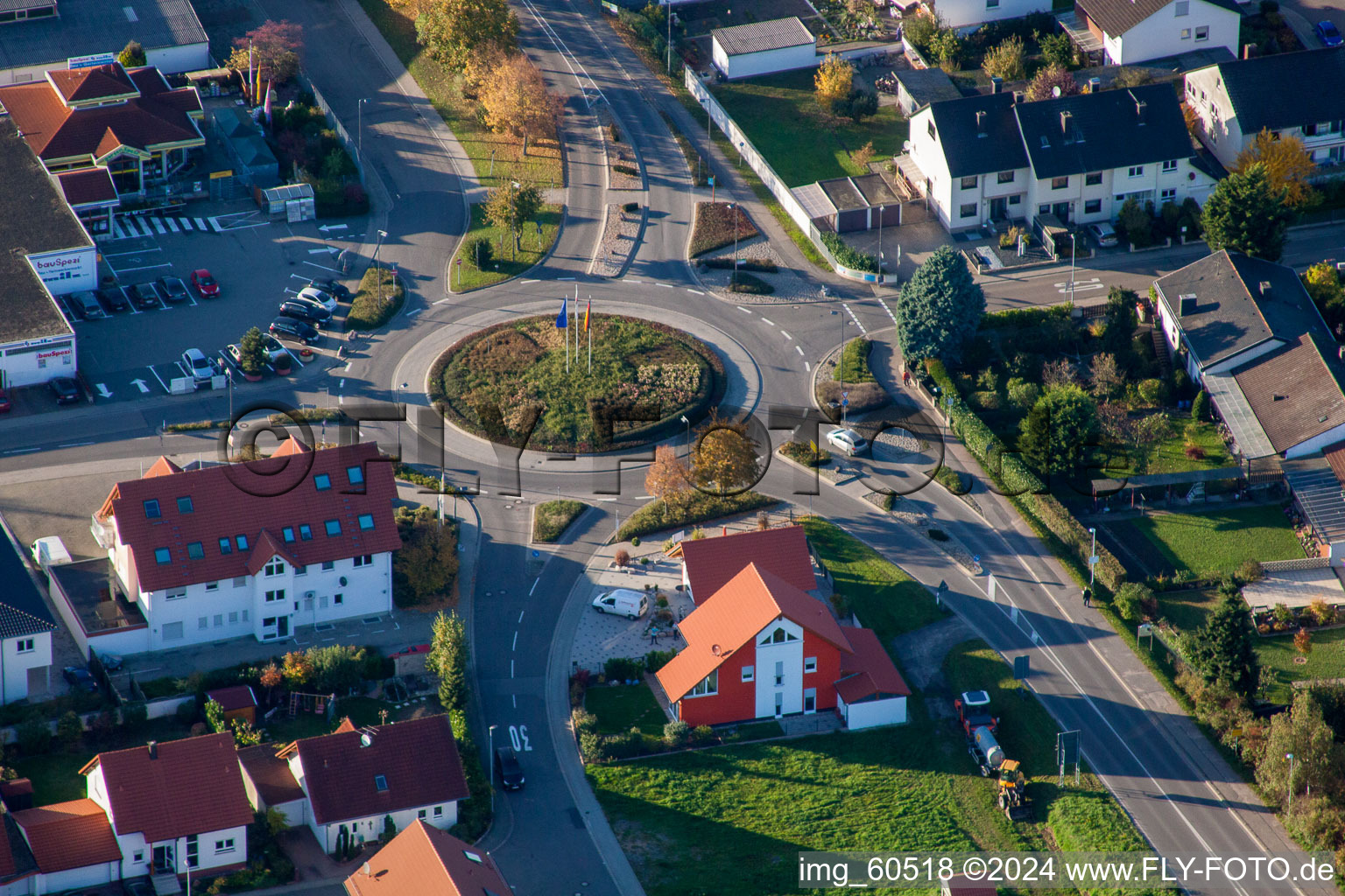 Roundabout in Rülzheim in the state Rhineland-Palatinate, Germany