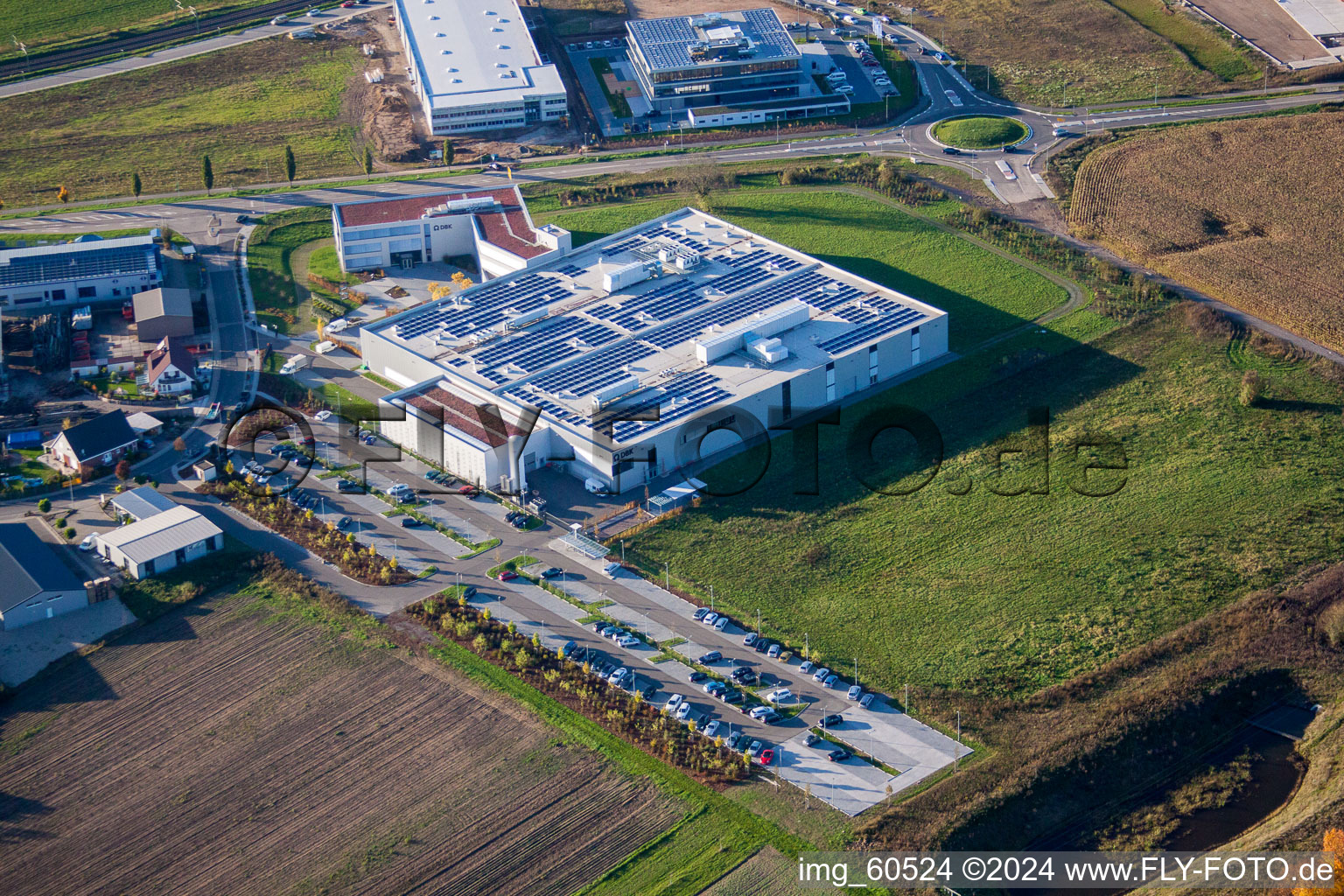 N, industrial area in Rülzheim in the state Rhineland-Palatinate, Germany out of the air