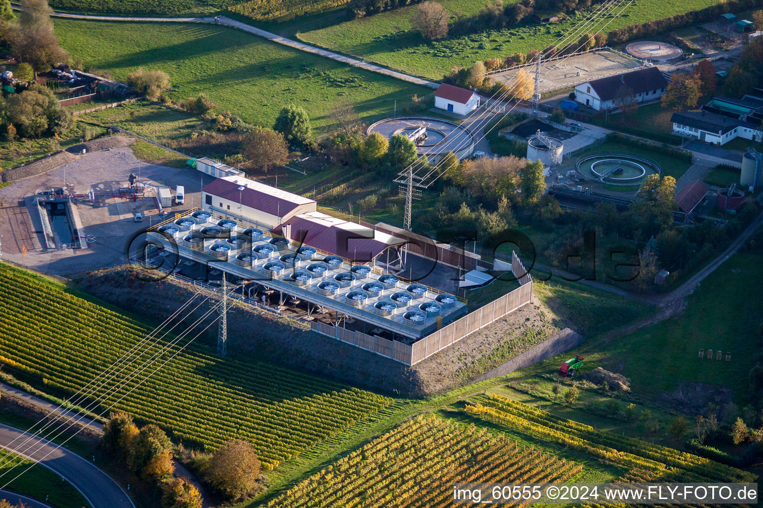 Aerial view of Geothermal energy in Insheim in the state Rhineland-Palatinate, Germany