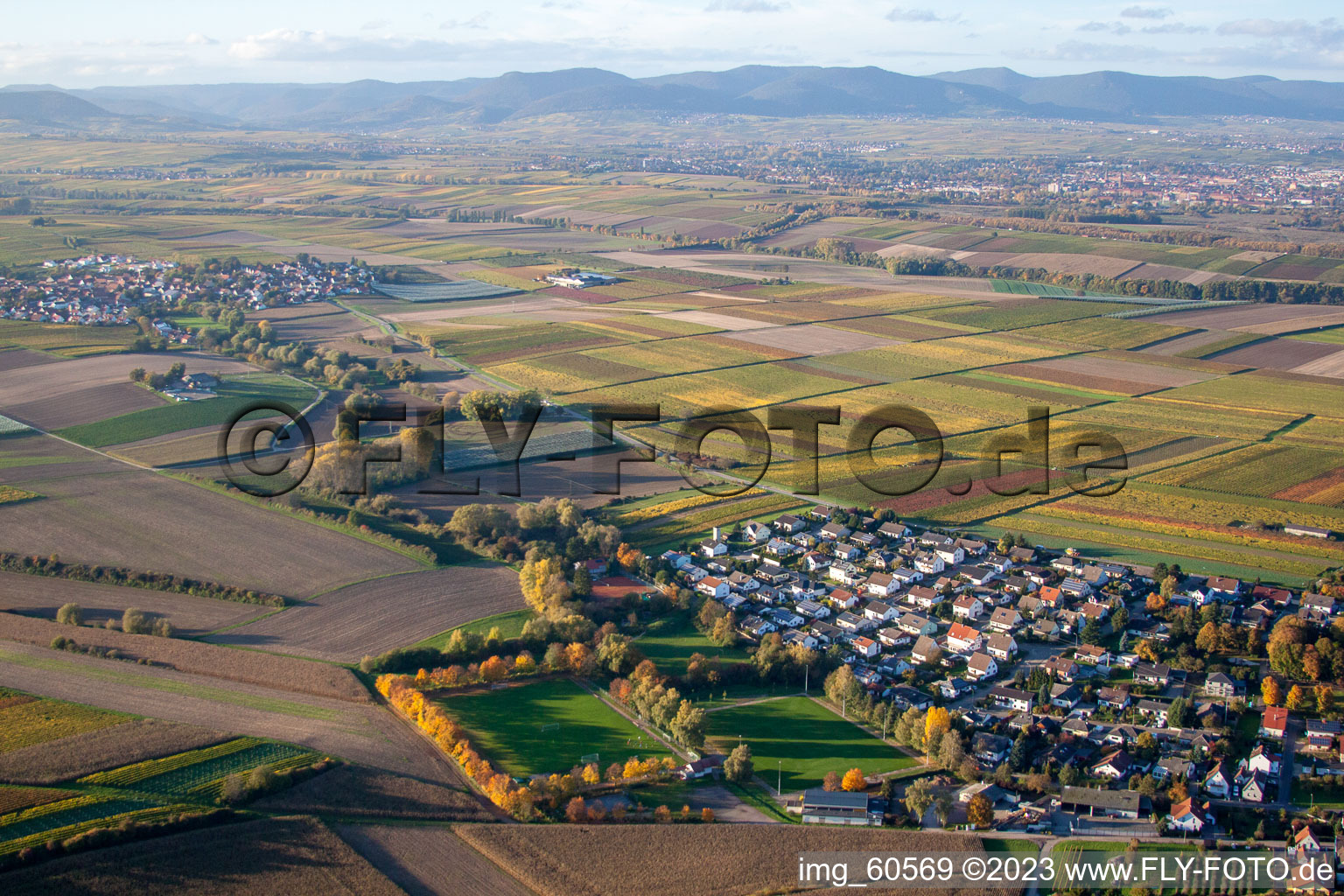 Insheim in the state Rhineland-Palatinate, Germany viewn from the air