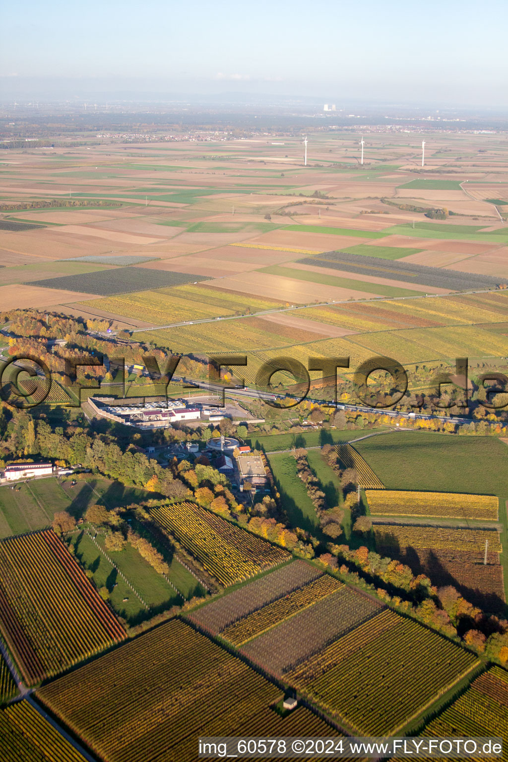 Geothermal energy in Insheim in the state Rhineland-Palatinate, Germany from above