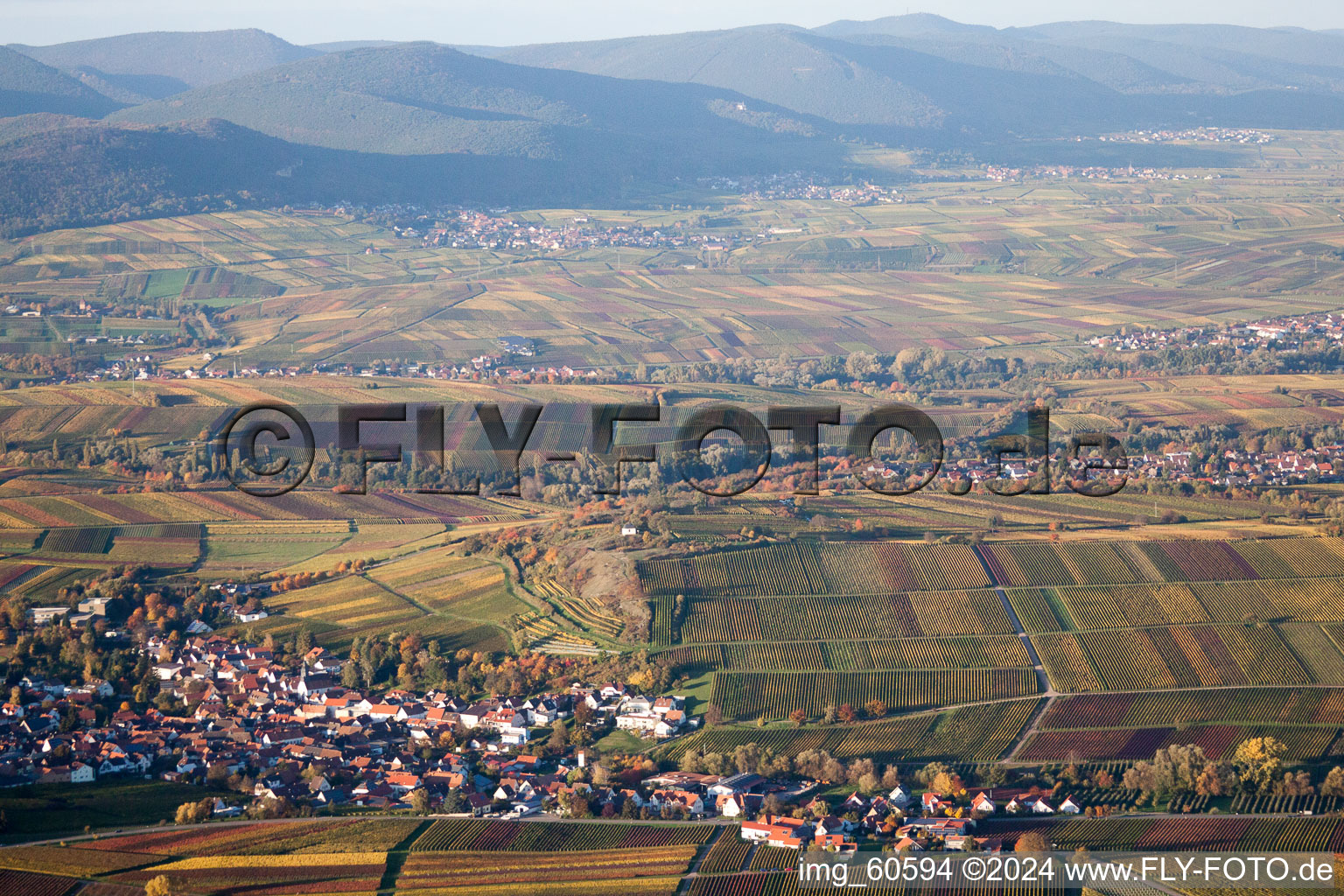 Small Kalmit in Ilbesheim bei Landau in der Pfalz in the state Rhineland-Palatinate, Germany seen from above