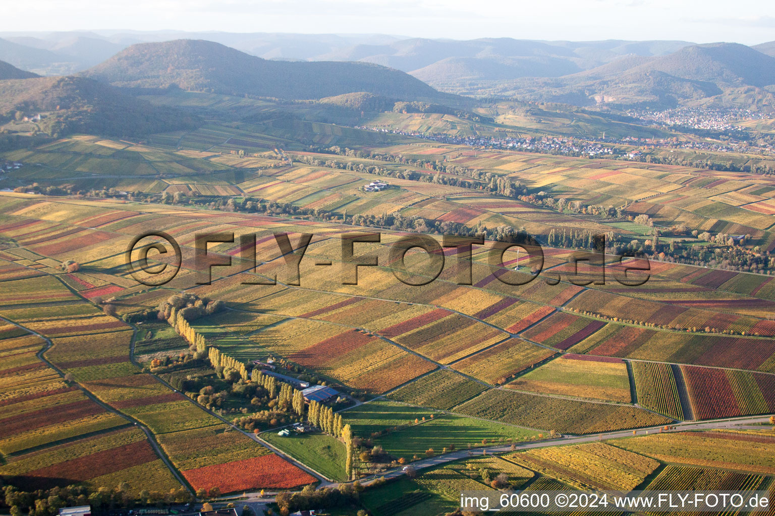 Aerial view of Aalmühl in Ilbesheim bei Landau in der Pfalz in the state Rhineland-Palatinate, Germany