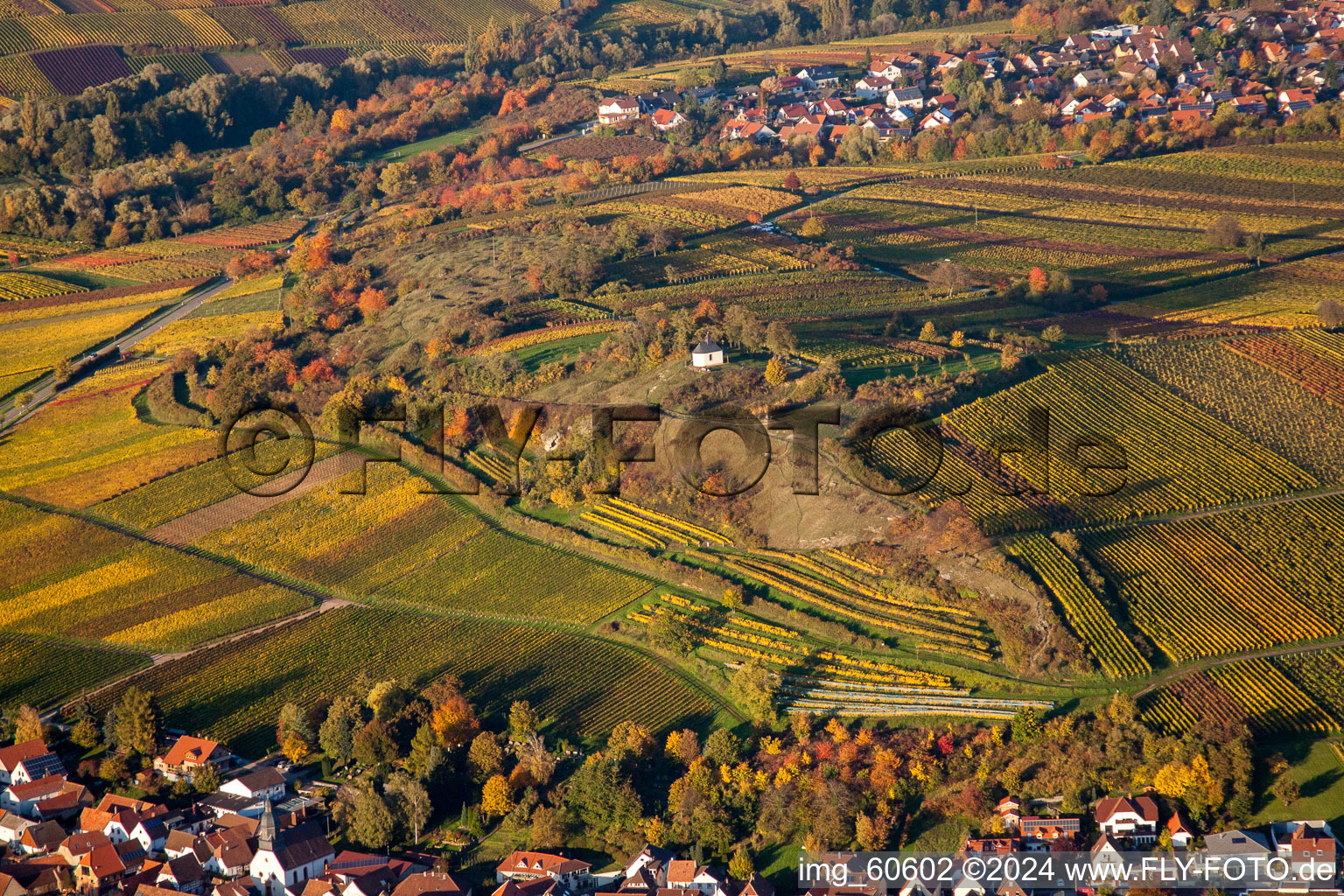 Drone image of Small Kalmit in Ilbesheim bei Landau in der Pfalz in the state Rhineland-Palatinate, Germany