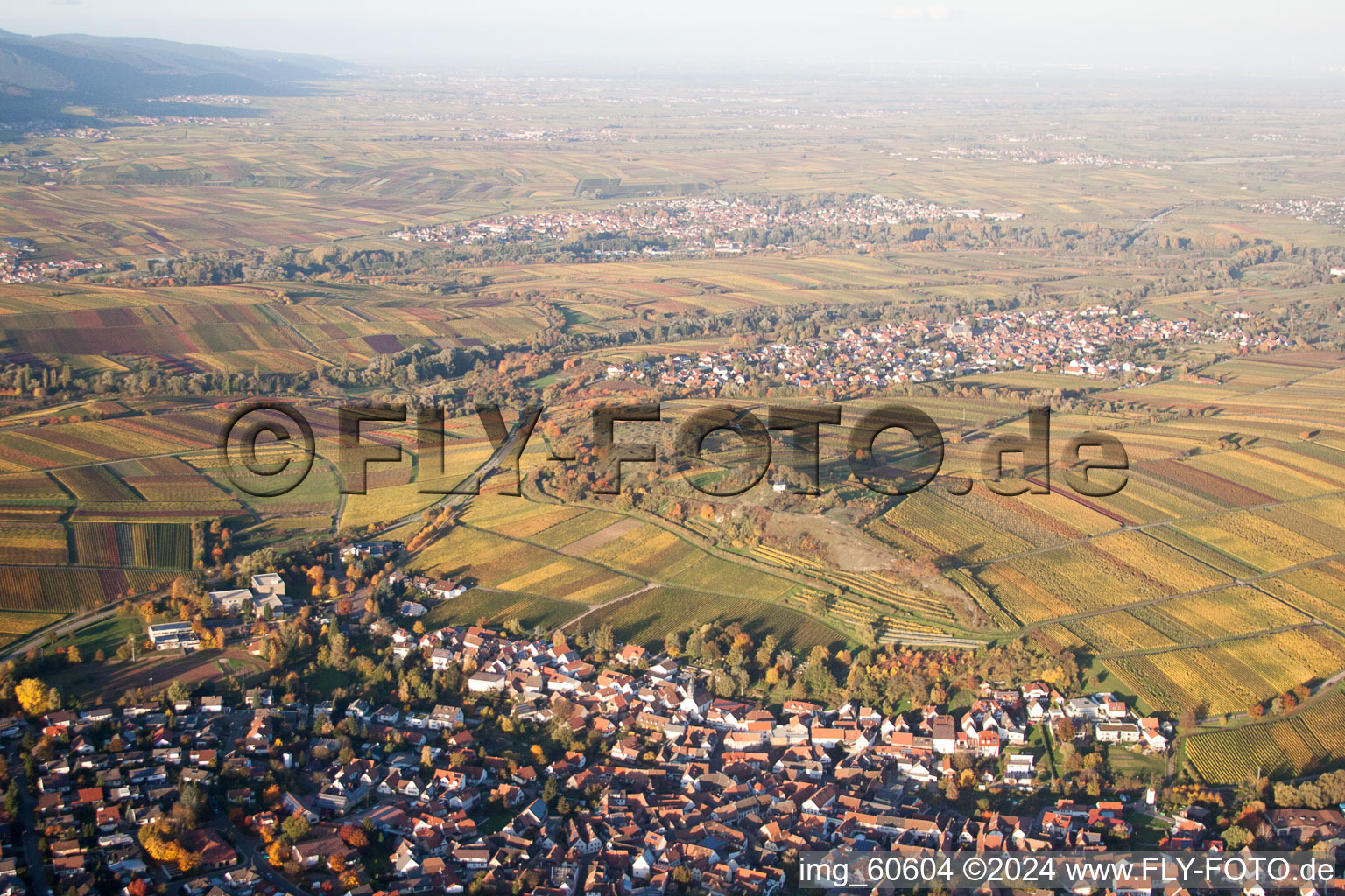 Small kalmit in Ilbesheim bei Landau in der Pfalz in the state Rhineland-Palatinate, Germany from a drone