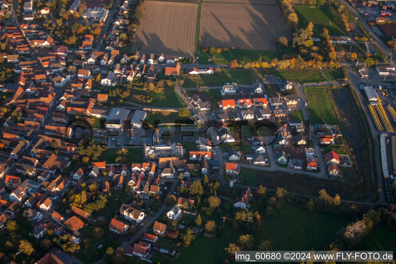 Drone recording of Rohrbach in the state Rhineland-Palatinate, Germany