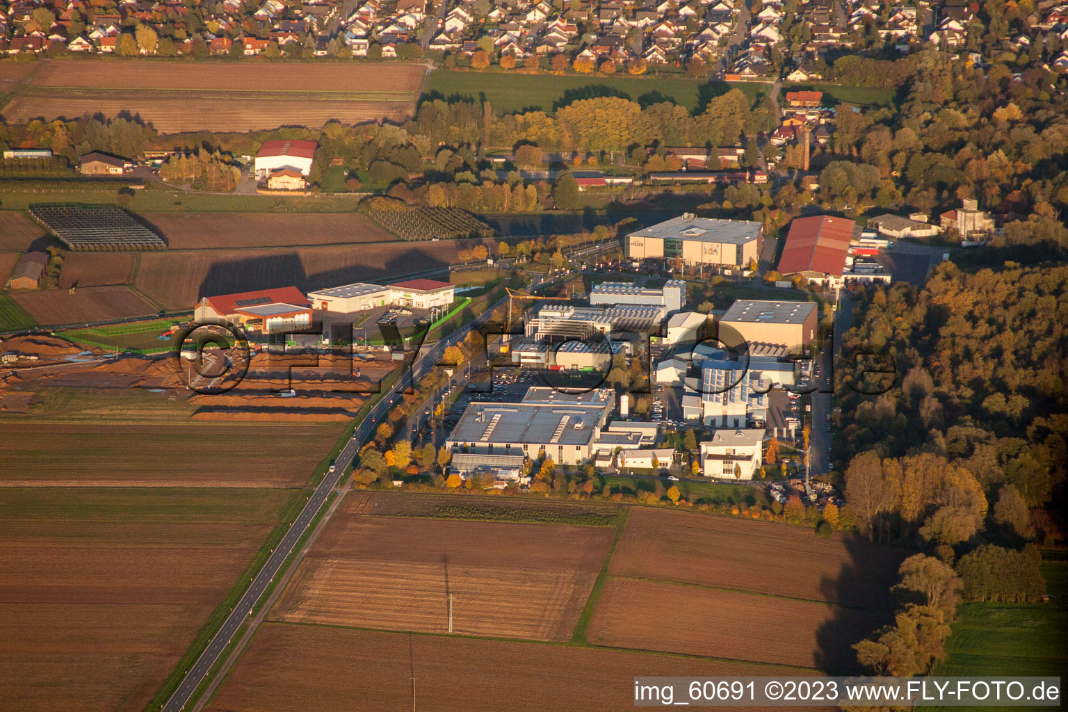 Aerial photograpy of Industrial area W in the district Herxheim in Herxheim bei Landau in the state Rhineland-Palatinate, Germany