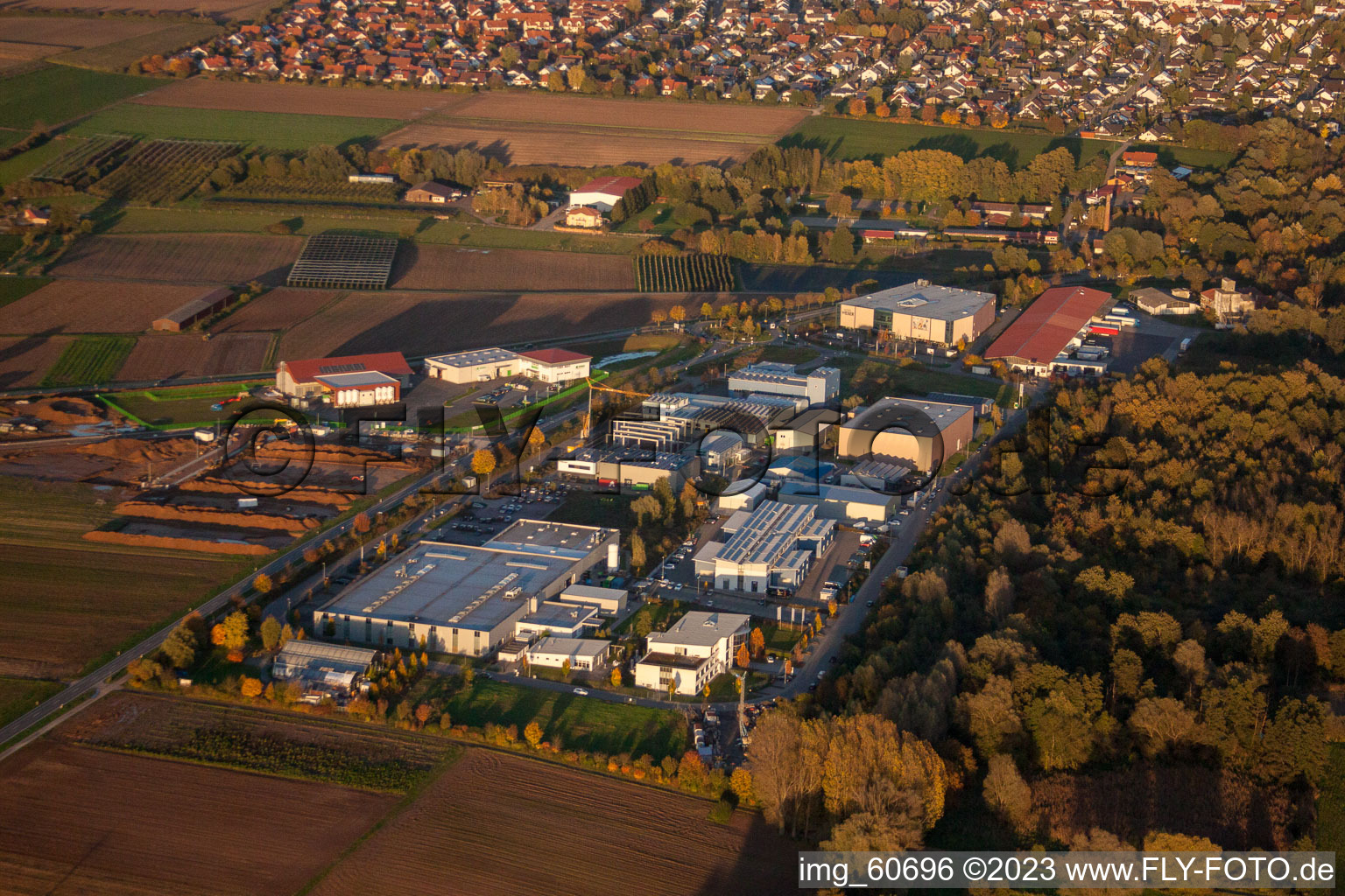 Aerial view of From the west in the district Herxheim in Herxheim bei Landau in the state Rhineland-Palatinate, Germany