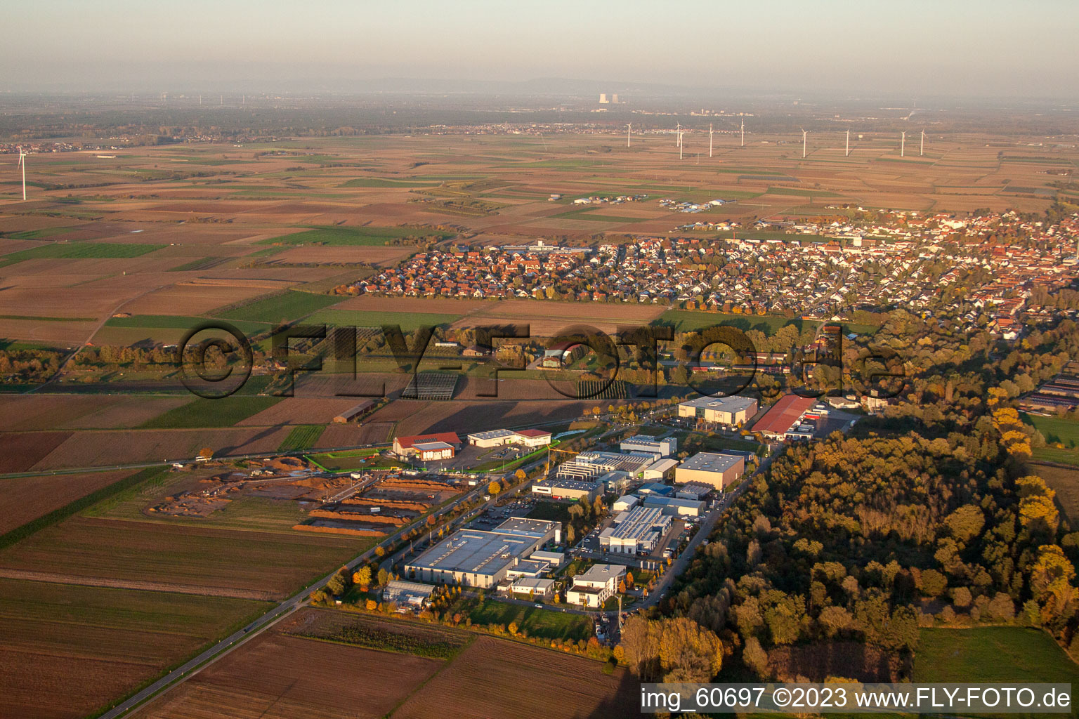 Aerial photograpy of From the west in the district Herxheim in Herxheim bei Landau/Pfalz in the state Rhineland-Palatinate, Germany