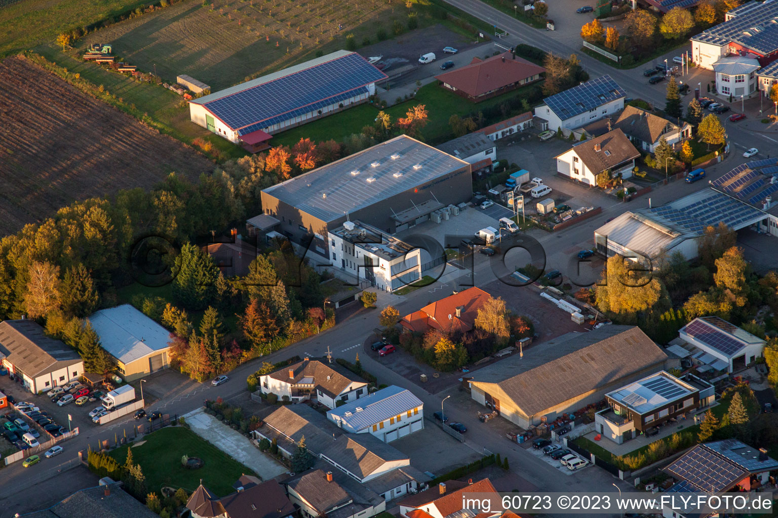 Drone recording of District Herxheim in Herxheim bei Landau in the state Rhineland-Palatinate, Germany