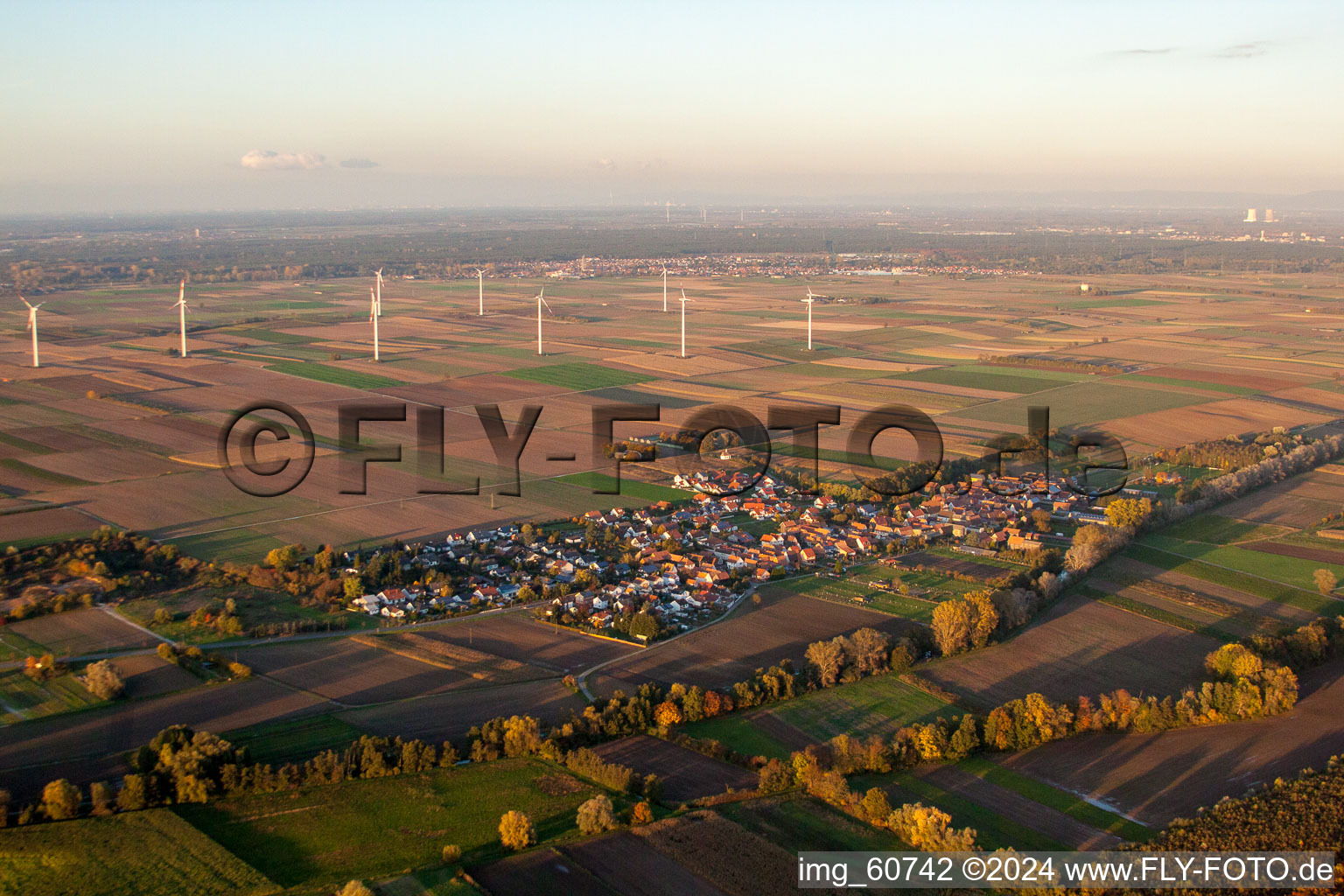 Herxheimweyher in the state Rhineland-Palatinate, Germany from the drone perspective