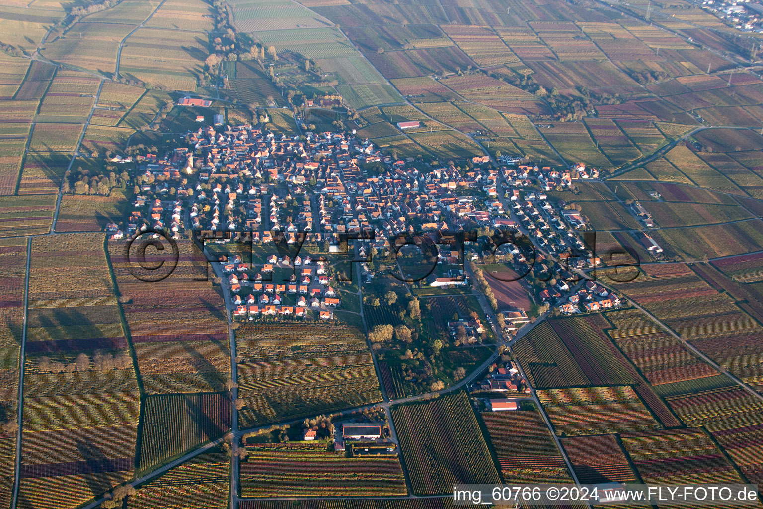 Aerial view of Town View of the streets and houses of the residential areas in the district Nussdorf in Landau in der Pfalz in the state Rhineland-Palatinate