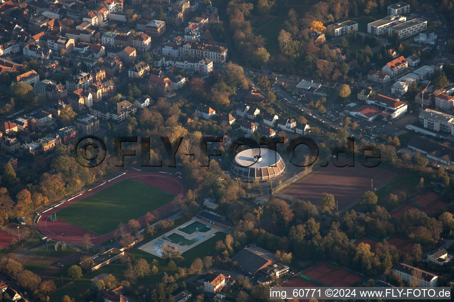 Aerial view of Landau from the northwest in Landau in der Pfalz in the state Rhineland-Palatinate, Germany