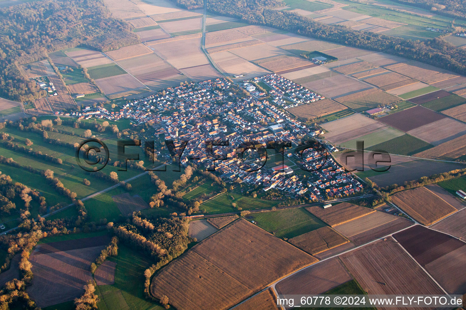 Steinweiler in the state Rhineland-Palatinate, Germany viewn from the air