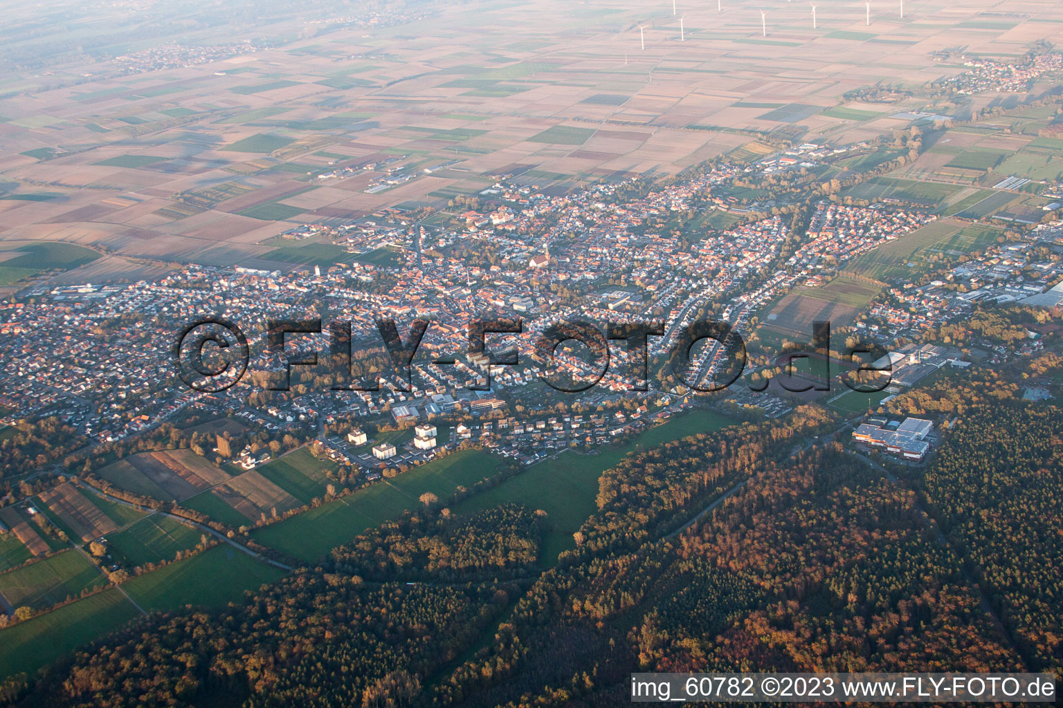 District Herxheim in Herxheim bei Landau/Pfalz in the state Rhineland-Palatinate, Germany seen from a drone